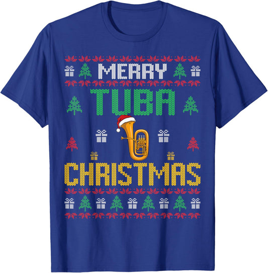 Merry Tuba Christmas Funny Tuba Player Ugly Xmas Holiday T-Shirt - T-Shirt | Royal