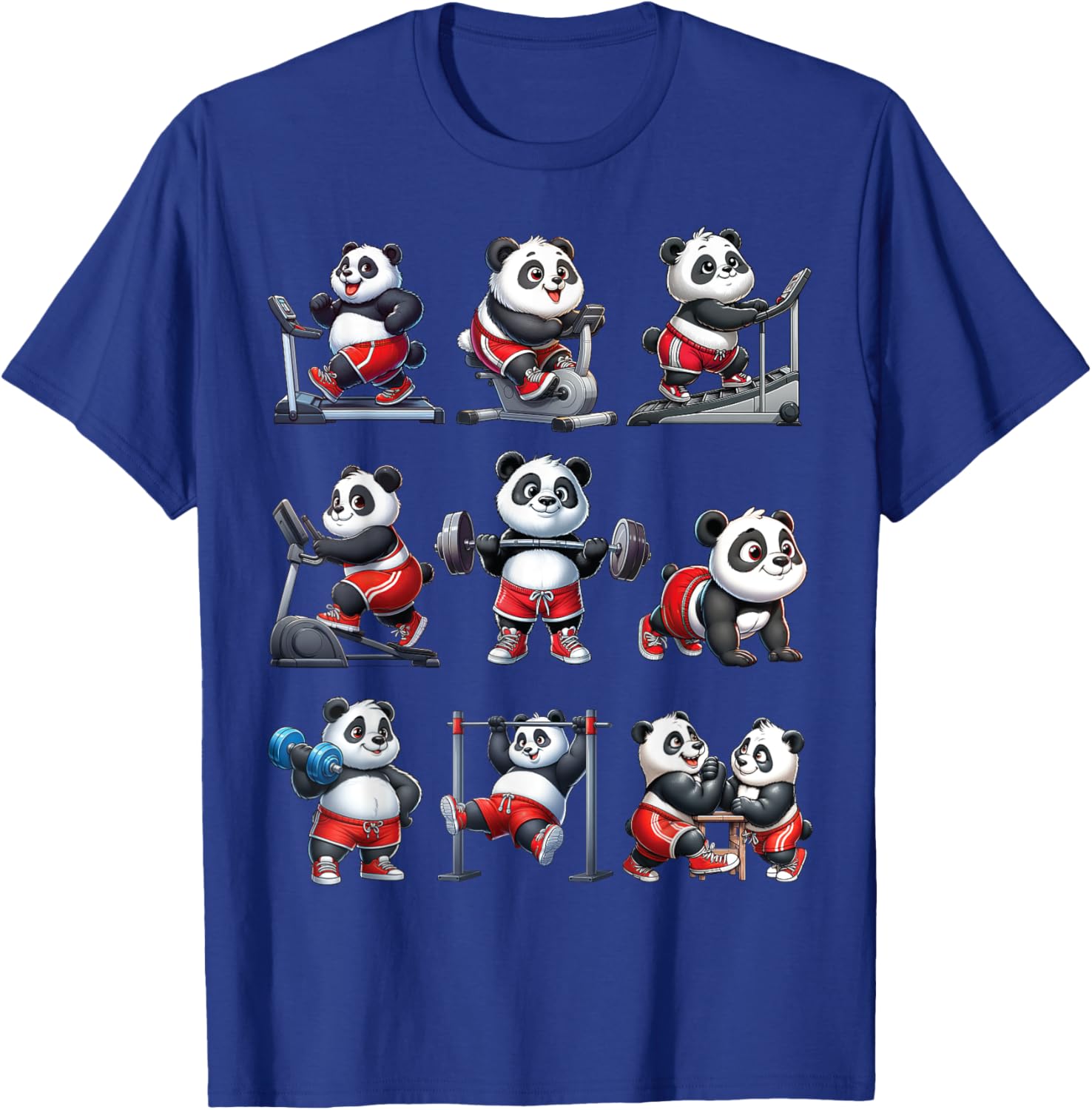 Panda Fitness Collection Gym Workout Weightlifting Sport T-Shirt - T-Shirt | Royal