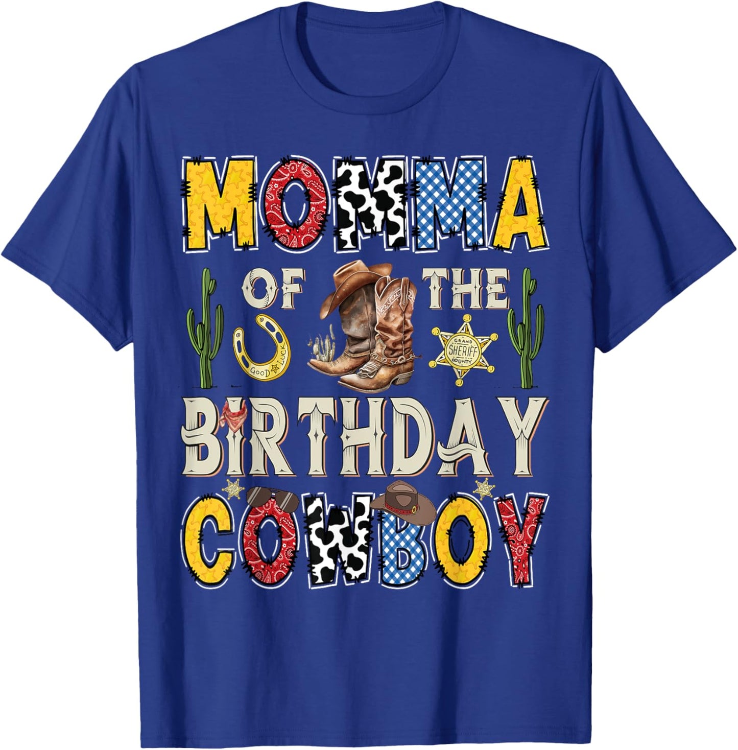 Momma Of The Birthday CowBoy Rodeo Momma Western T-Shirt - T-Shirt | Royal