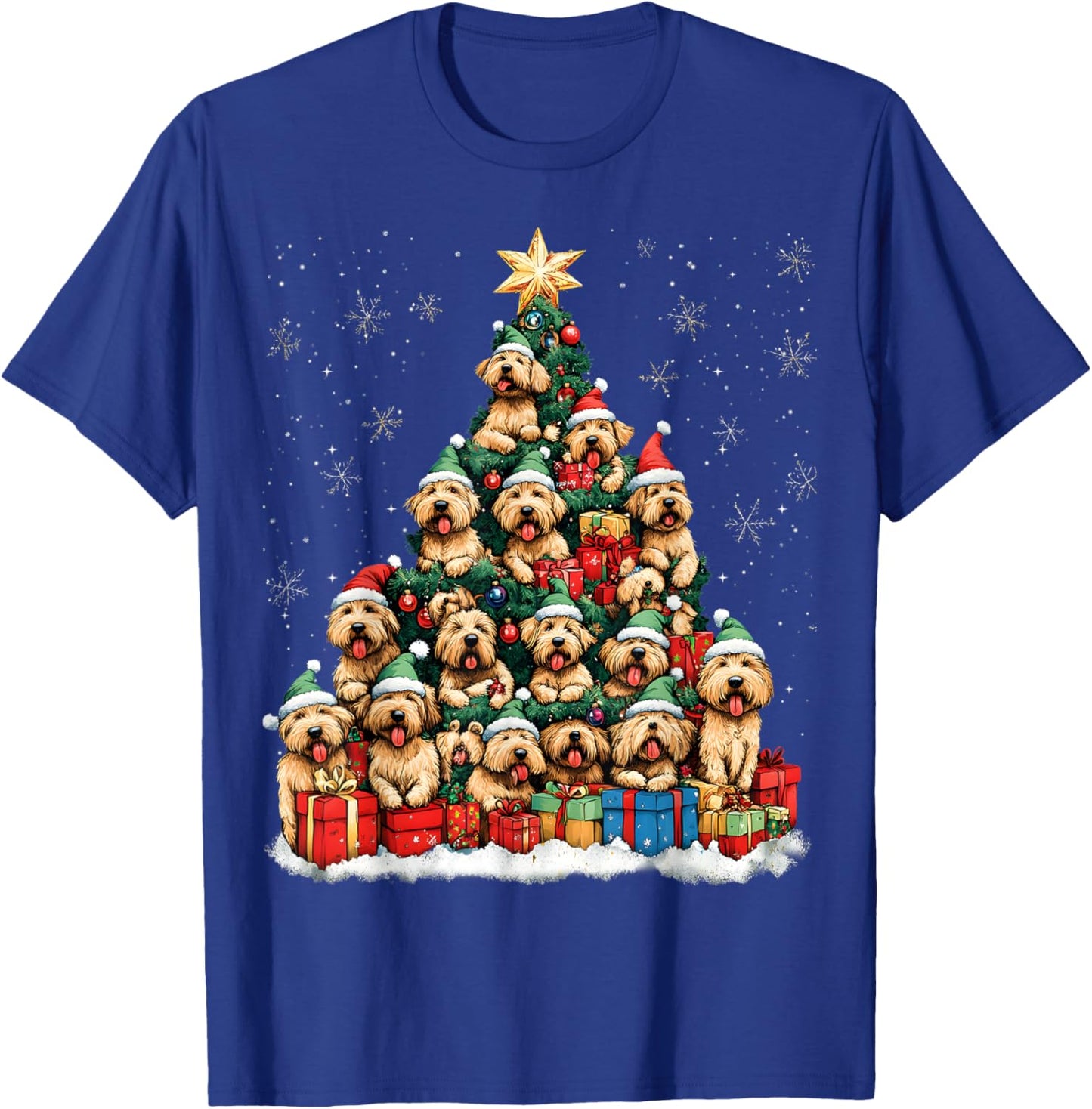 Soft Coated Wheaten Terrier Christmas Tree Dog Santa Dogmas Men Women Kids T-Shirt - T-Shirt | Royal