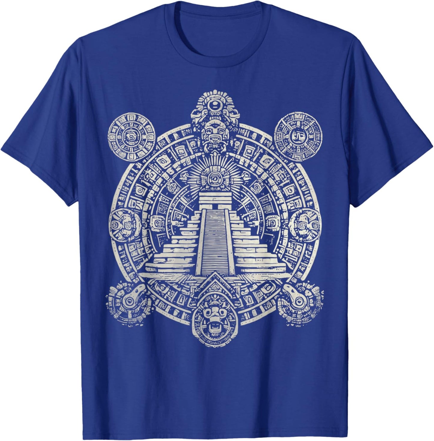 Ancient Sacred Mayan Aztec Calendar Pyramid Geometry T-Shirt - T-Shirt | Royal