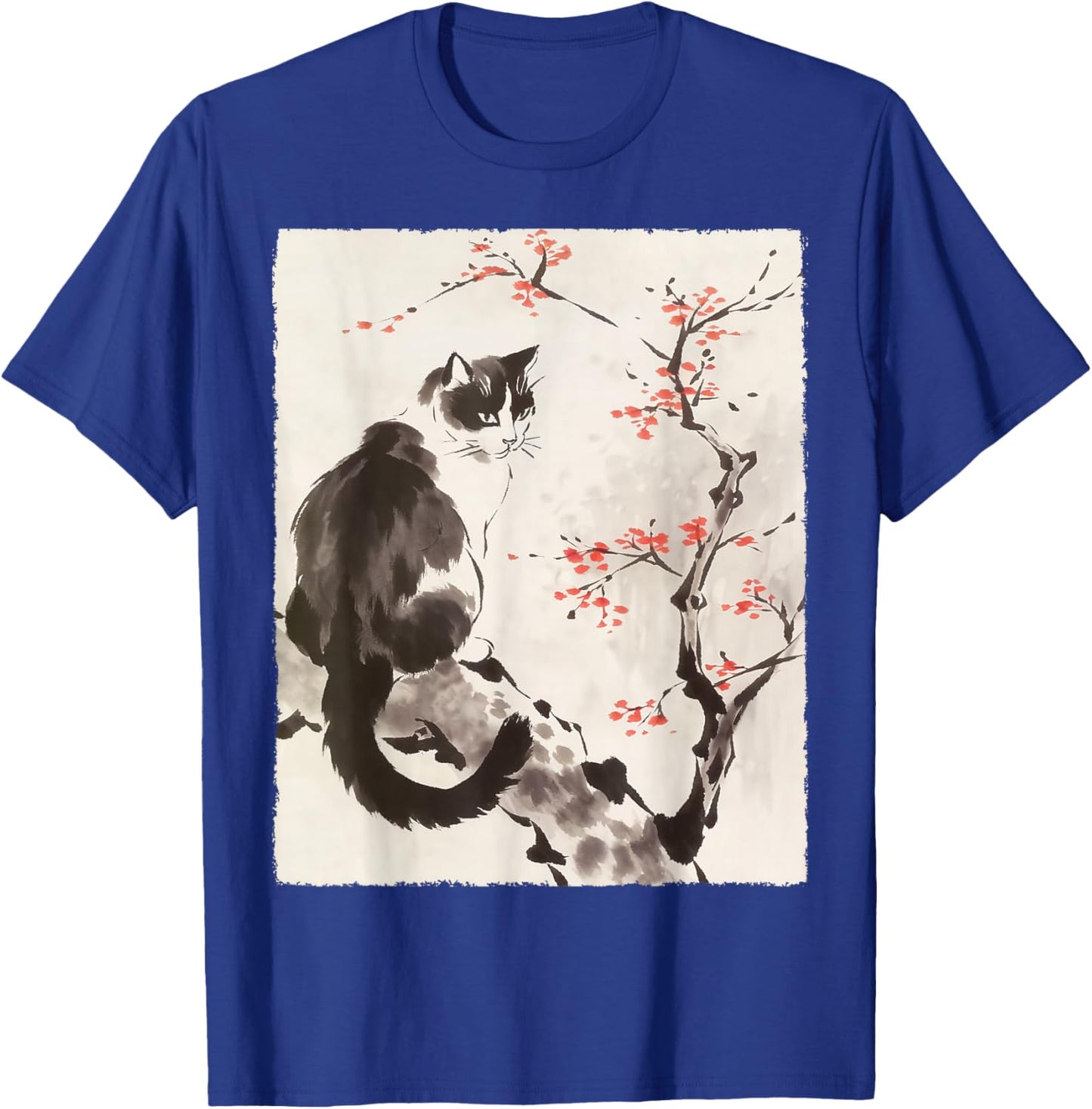 Cat Japanese Art Sakura Cherry Blossom Gifts Women T-Shirt - T-Shirt | Royal