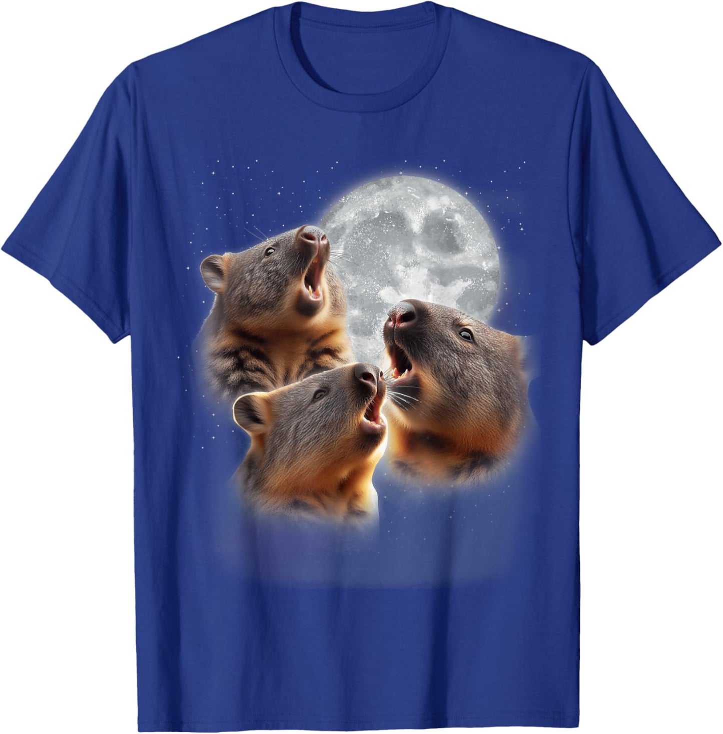 3 Wombats Howling At The Moon Funny Australian Wombat Lover T-Shirt - T-Shirt | Royal