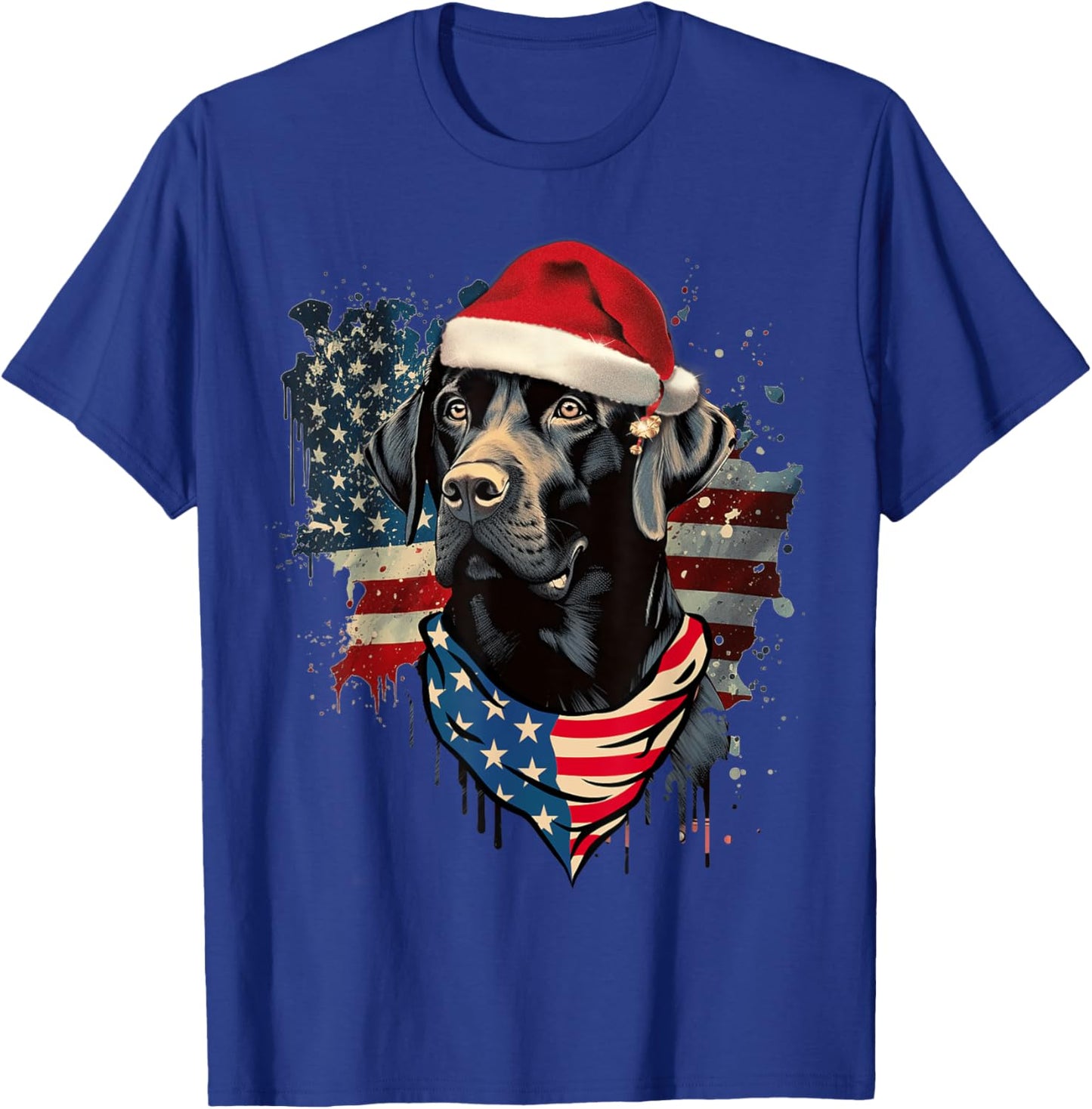 Retro Black Labrador Vintage Santa Christmas Tree Dog Xmas Men Women Kids T-Shirt - T-Shirt | Royal