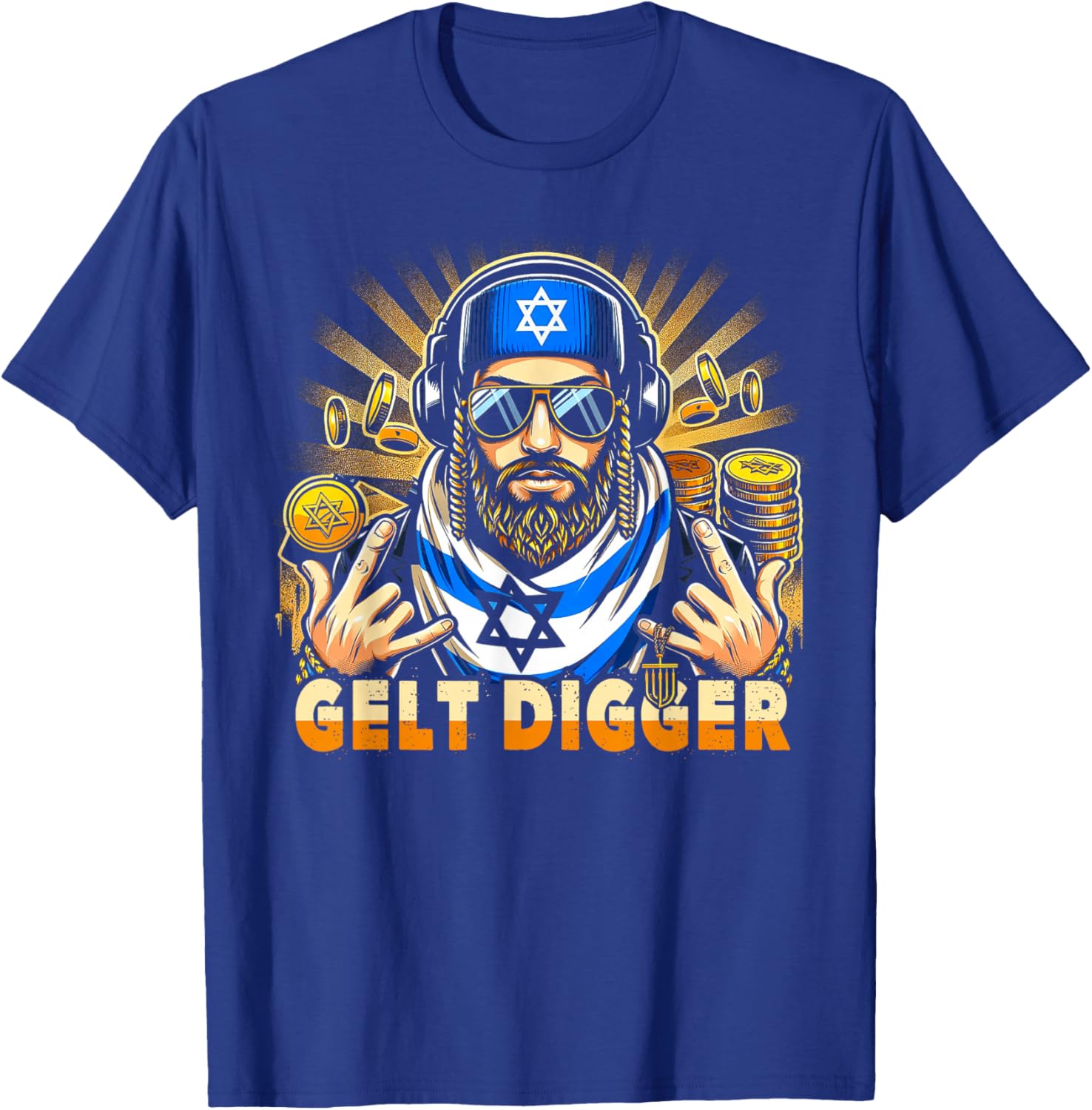 Gelt Digger - Isreali Men Jews Isreal Funny Jewish Music DJ T-Shirt - T-Shirt | Royal