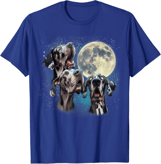 Funny Three Dog Moon, 3 Great Dane Merle Natural, Weird Meme Women Kids T-Shirt - T-Shirt | Royal