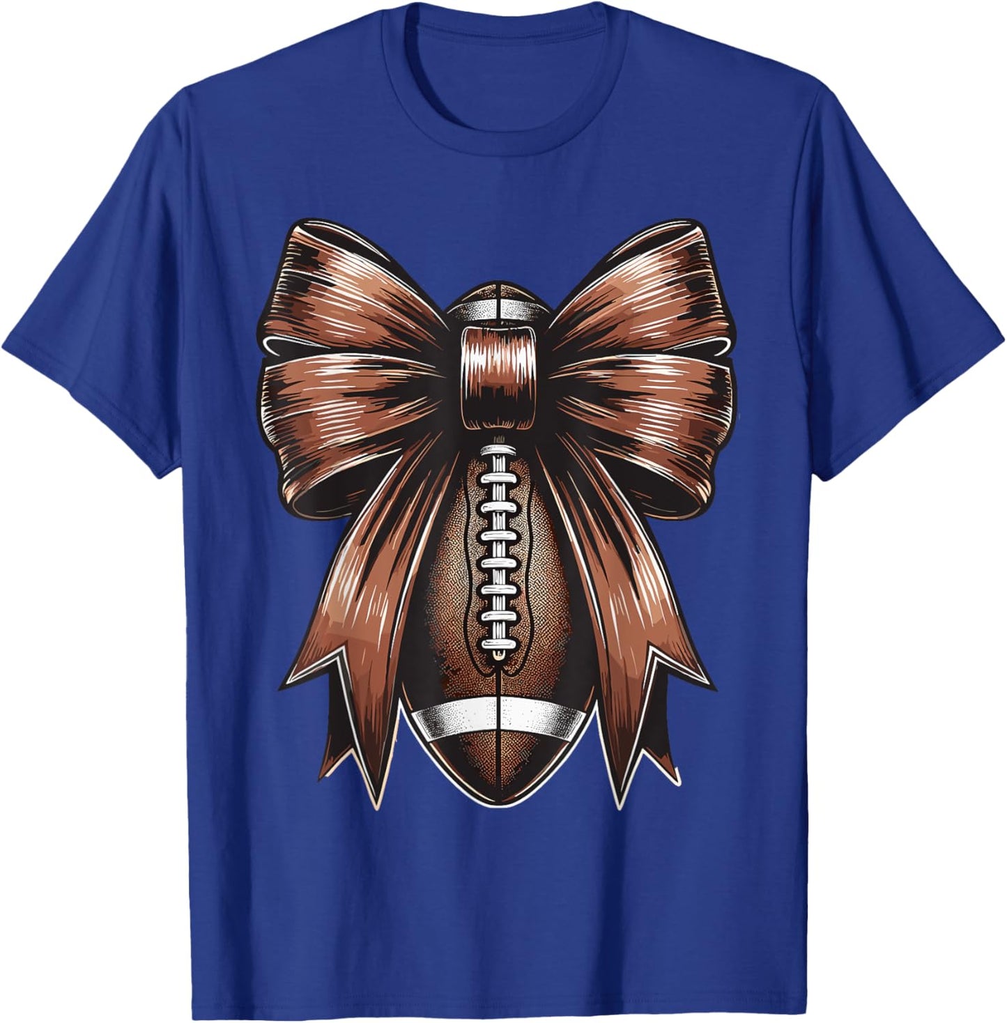 Football Coquette Bow American Football Thanksgiving Autumn T-Shirt - T-Shirt | Royal