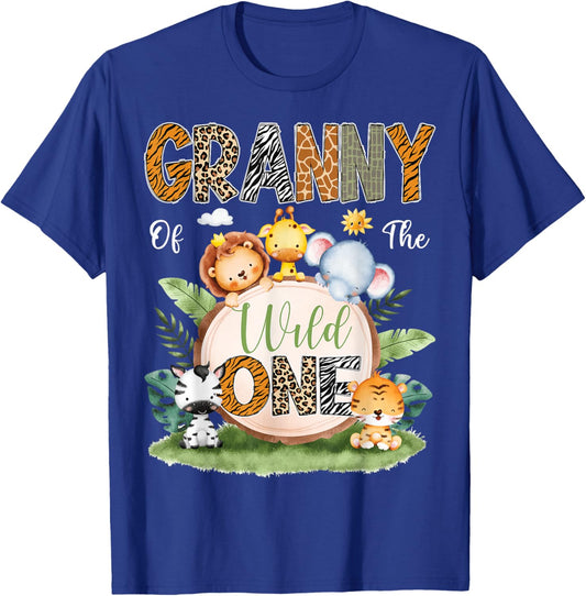 Granny Of The Wild One 1St Birthday Kids Safari Jungle T-Shirt - T-Shirt | Royal