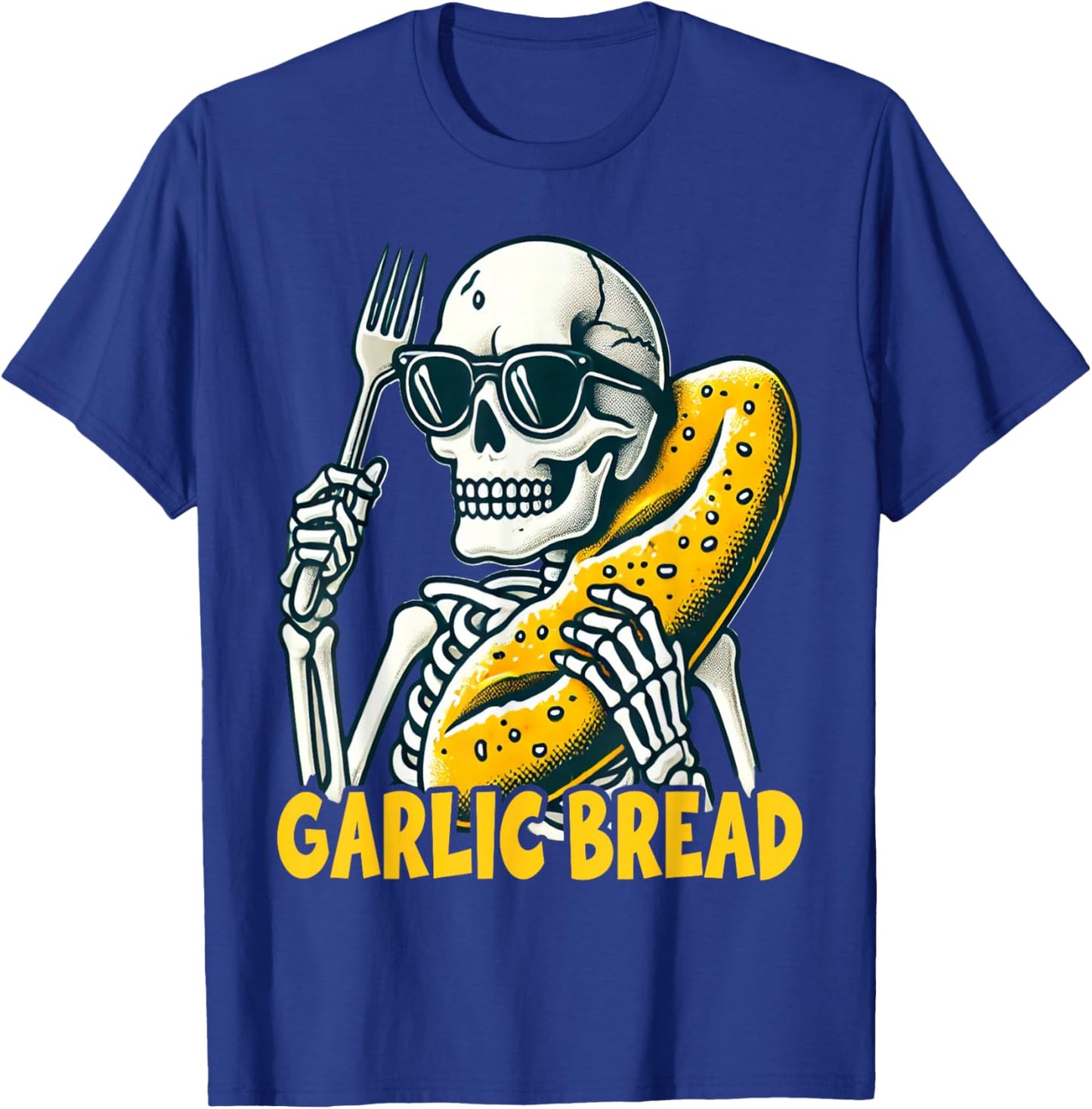 Garlic Bread Skeleton Funny T-Shirt - T-Shirt | Royal