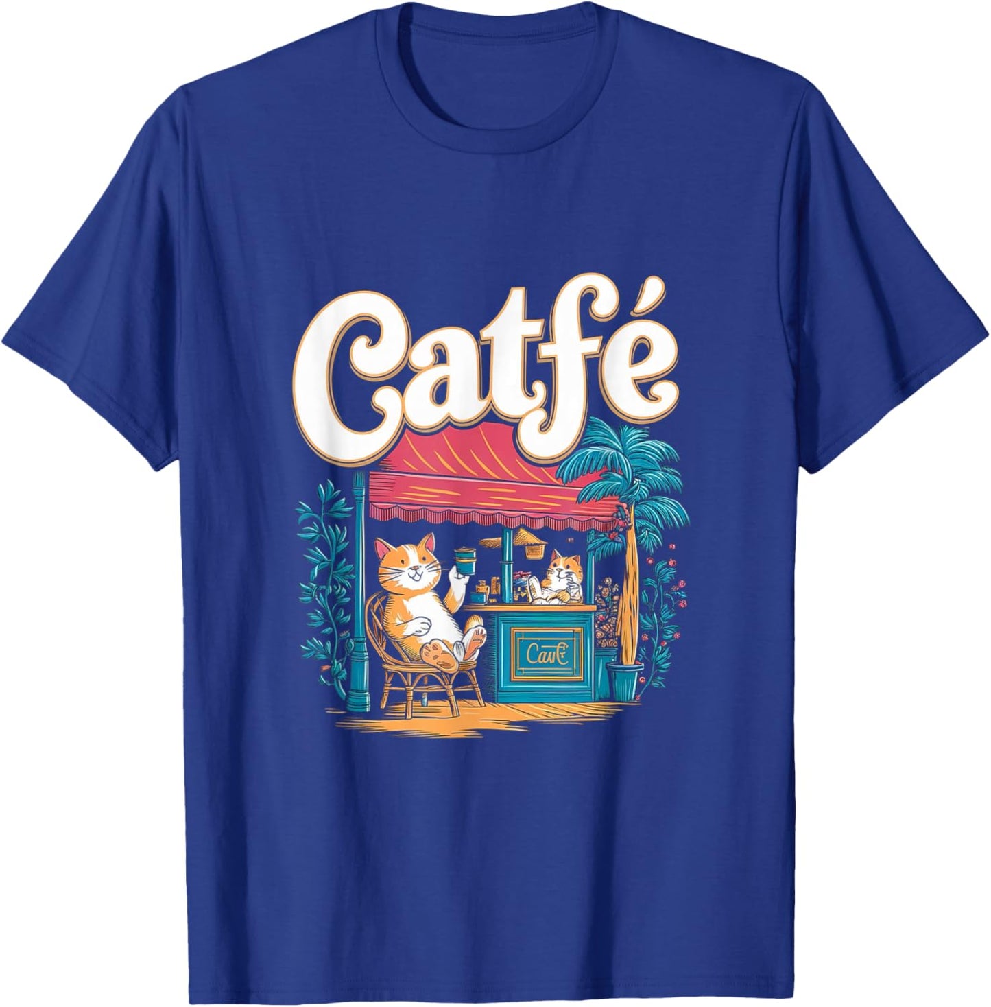 Funny Coffee Lover Cat Owner Cafe Pun T-Shirt - T-Shirt | Royal