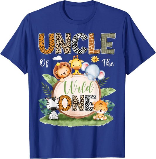 Uncle Of The Wild One 1St Birthday Kids Safari Jungle T-Shirt - T-Shirt | Royal