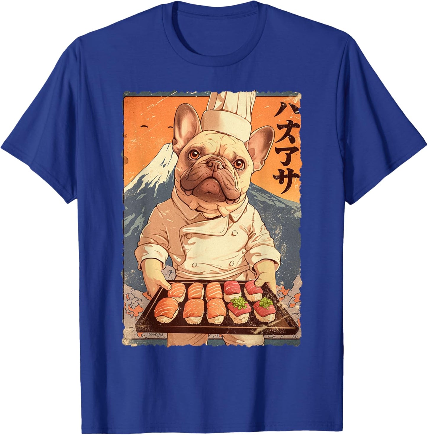 Cute Japanese Food Anime Art French Bulldog Sushi Chef Otaku Women Kids T-Shirt - T-Shirt | Royal