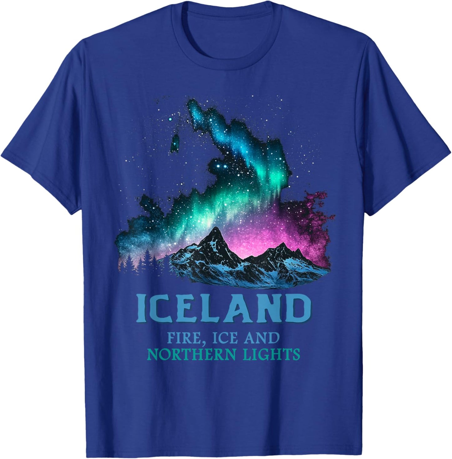 Iceland - Fire Ice Northern Lights Aurora Borealis T-Shirt - T-Shirt | Royal