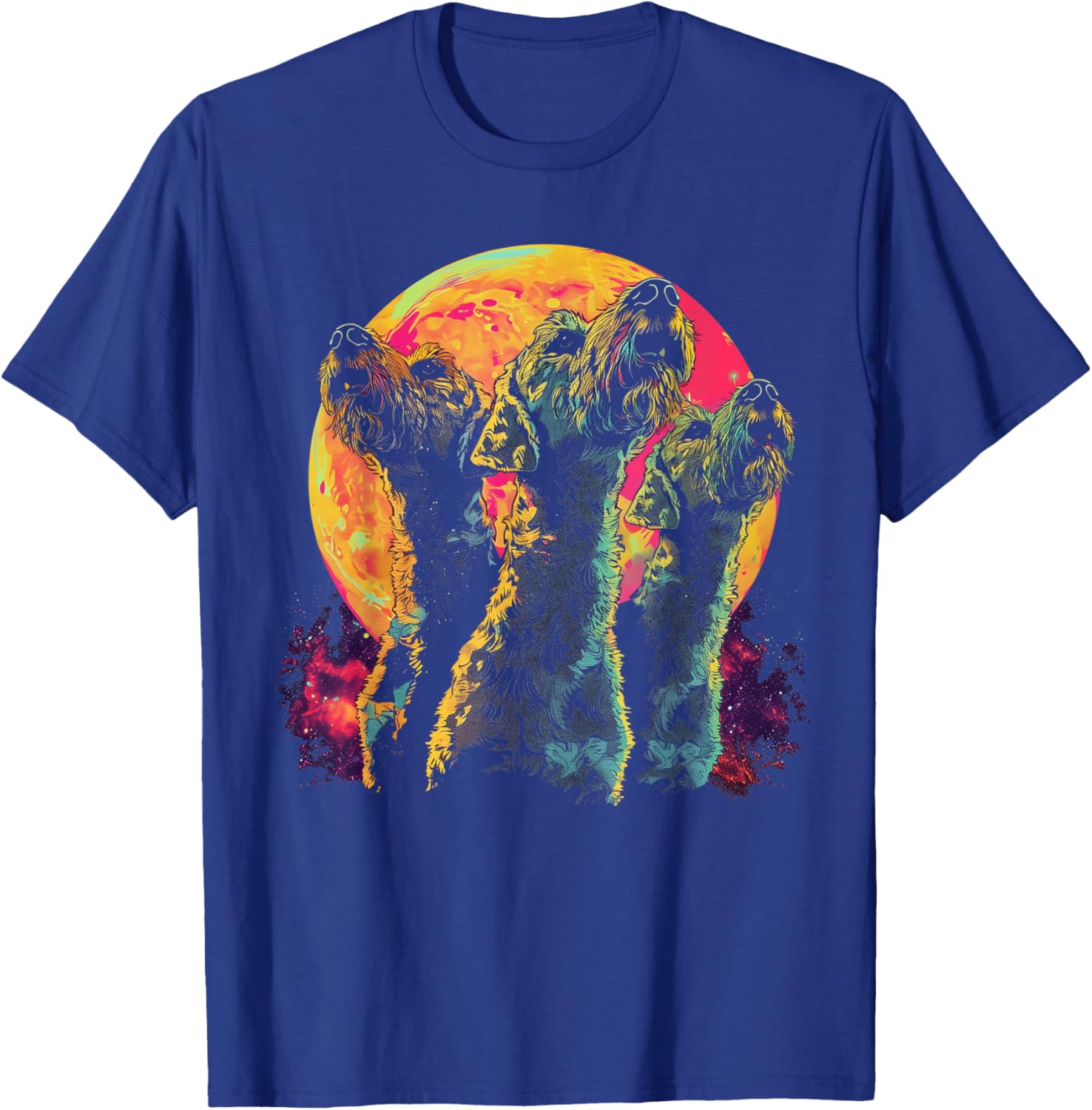 Airedale Terrier Dog Howling Moon T-Shirt - T-Shirt | Royal
