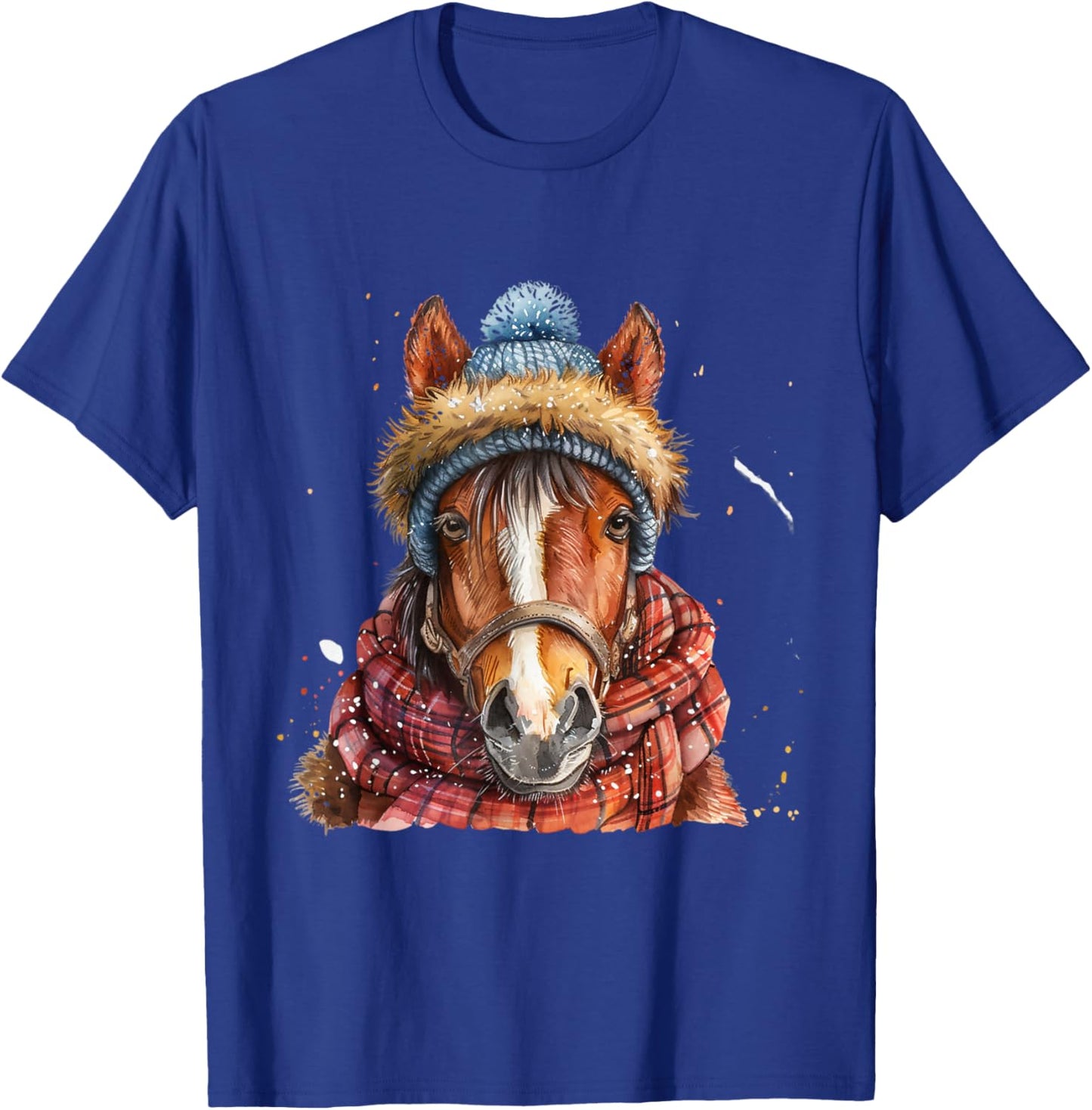 Merry Christmas Gifts For The Whole Family Adult Equestrian Horse Portrait Christmas Horseback Riding T-Shirt - T-Shirt | Royal