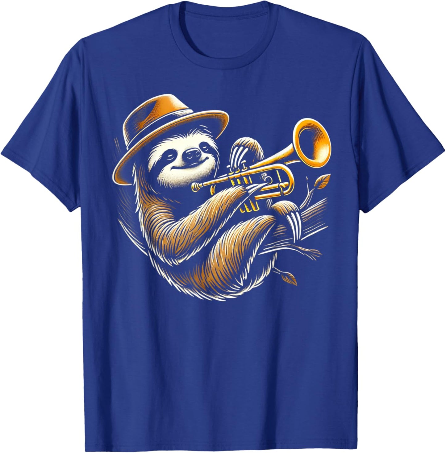 Sloth Trumpet Player Trumpeter Jazz Music Lover T-Shirt - T-Shirt | Royal