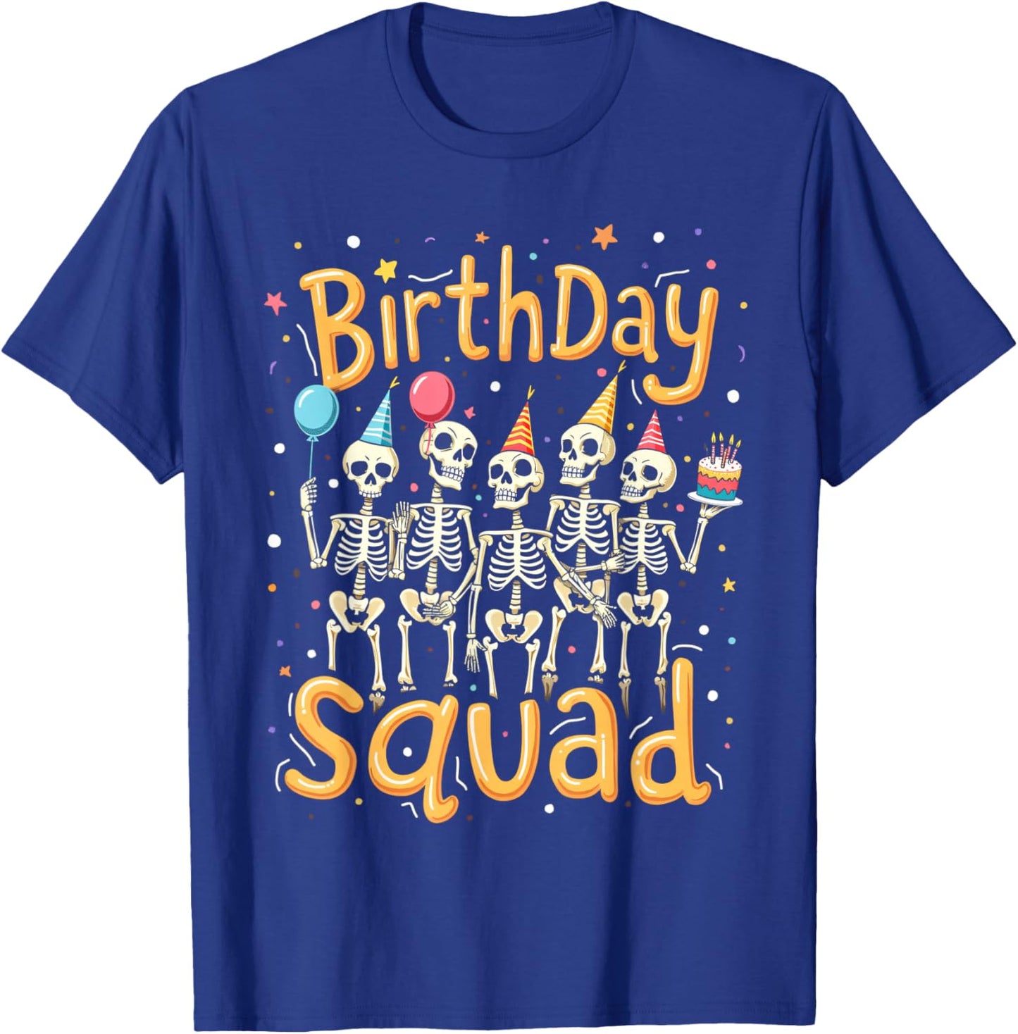 Cute Skeleton Birthday Squad Party Crew Halloween T-Shirt - T-Shirt | Royal