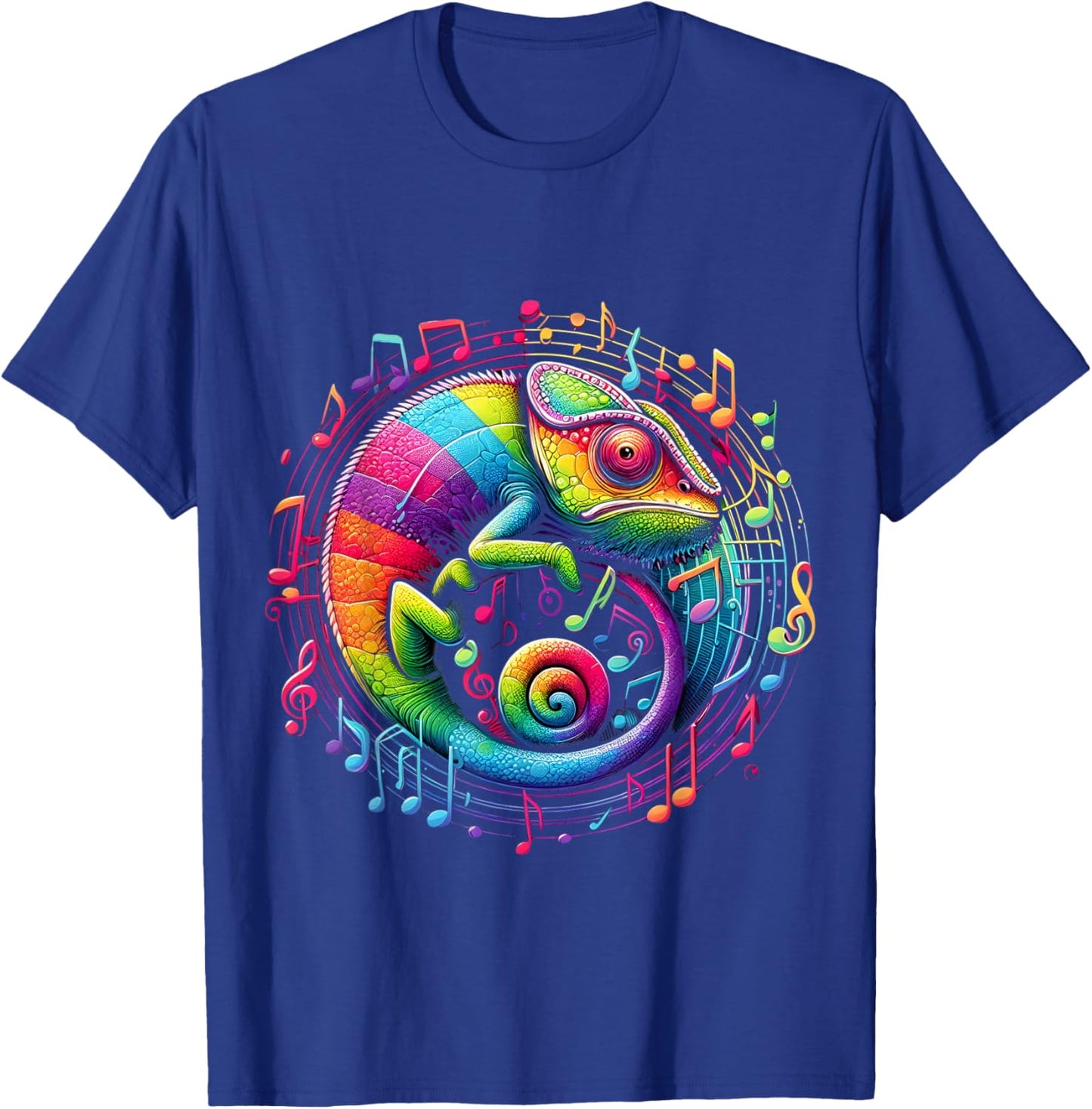 Retro Musical Chameleon Rainbow Circular Music Swirl Culture T-Shirt - T-Shirt | Royal