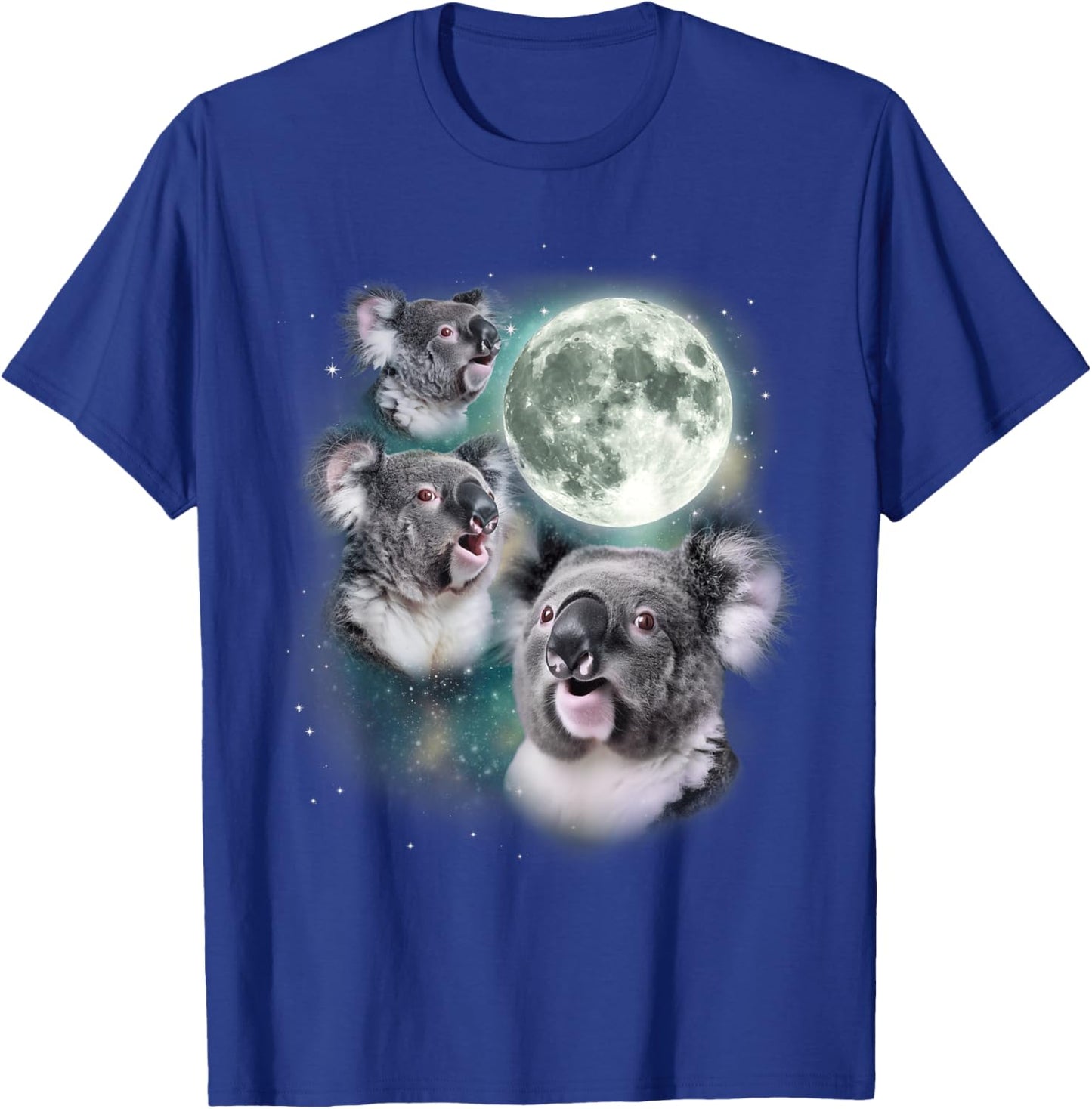 Three Koala Moon | Cute Quirky Meme Howling Wildlife Koala T-Shirt - T-Shirt | Royal