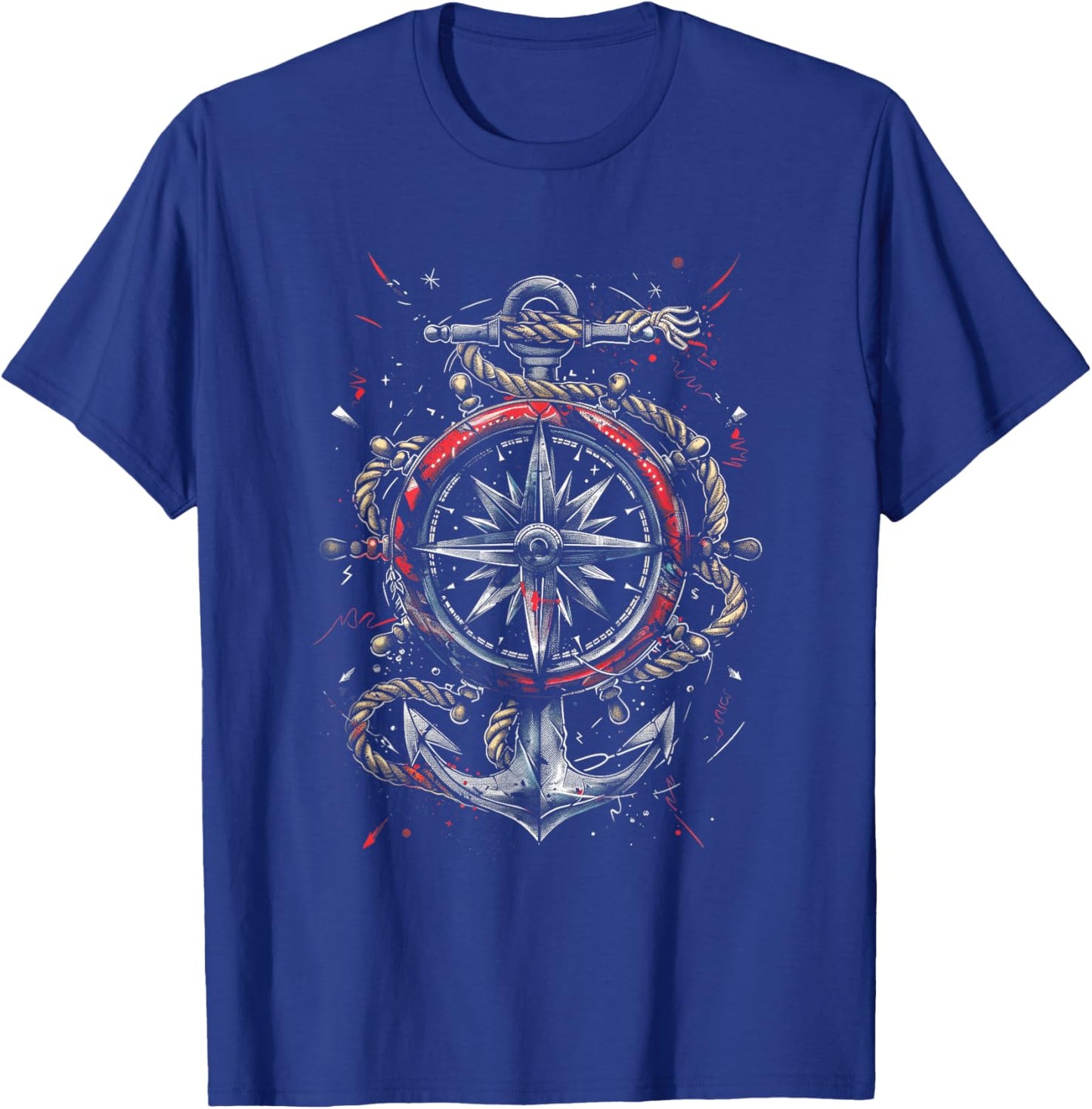 Sailor Nautical Compass Anchor Rope Compass rose T-Shirt - T-Shirt | Royal