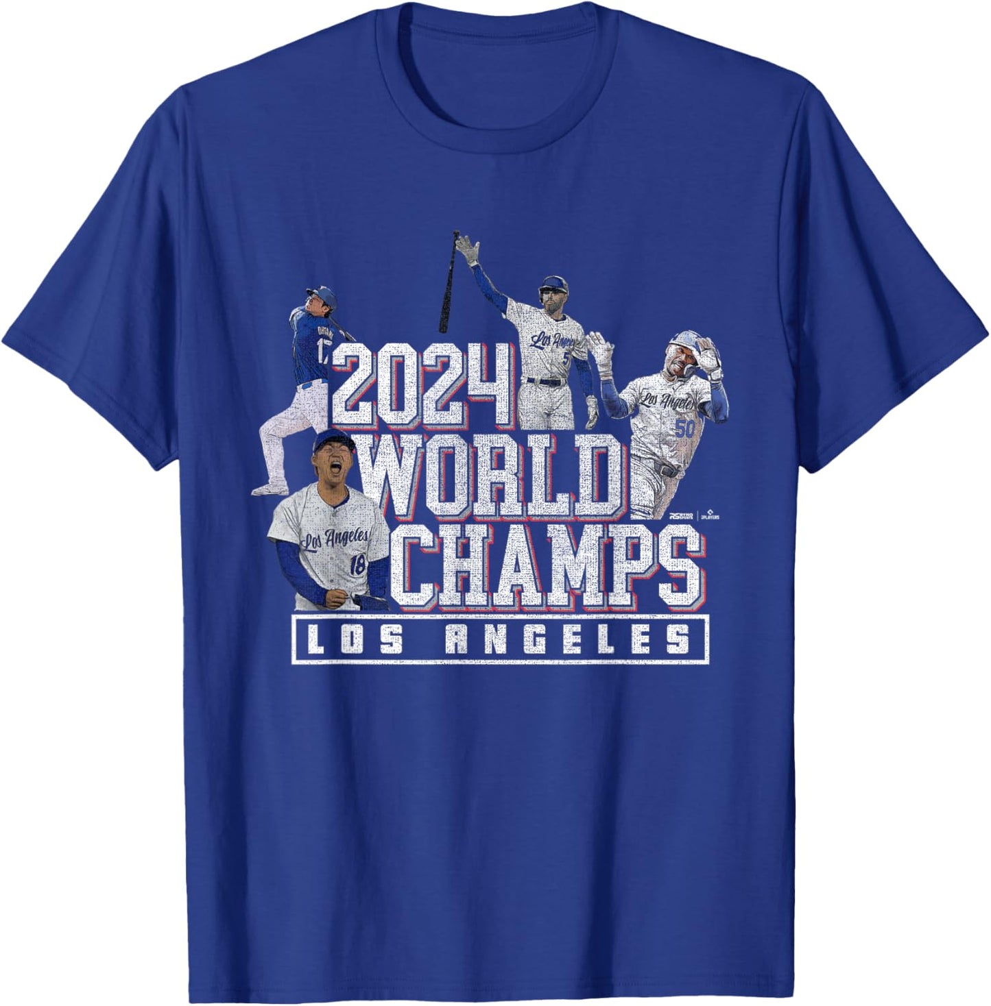 Ryno Sports 2024 World Champs LA Team 4 Players Los Angeles Baseball T-Shirt - T-Shirt | Royal