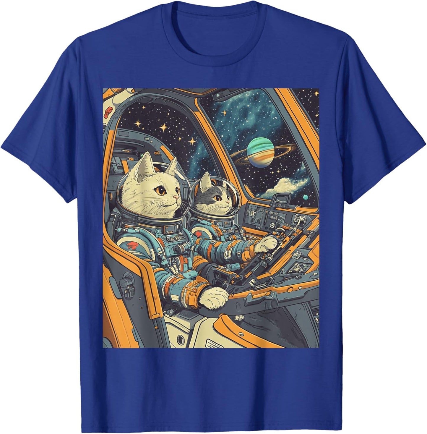 Funny Astronaut Cats Space T-Shirt - T-Shirt | Royal