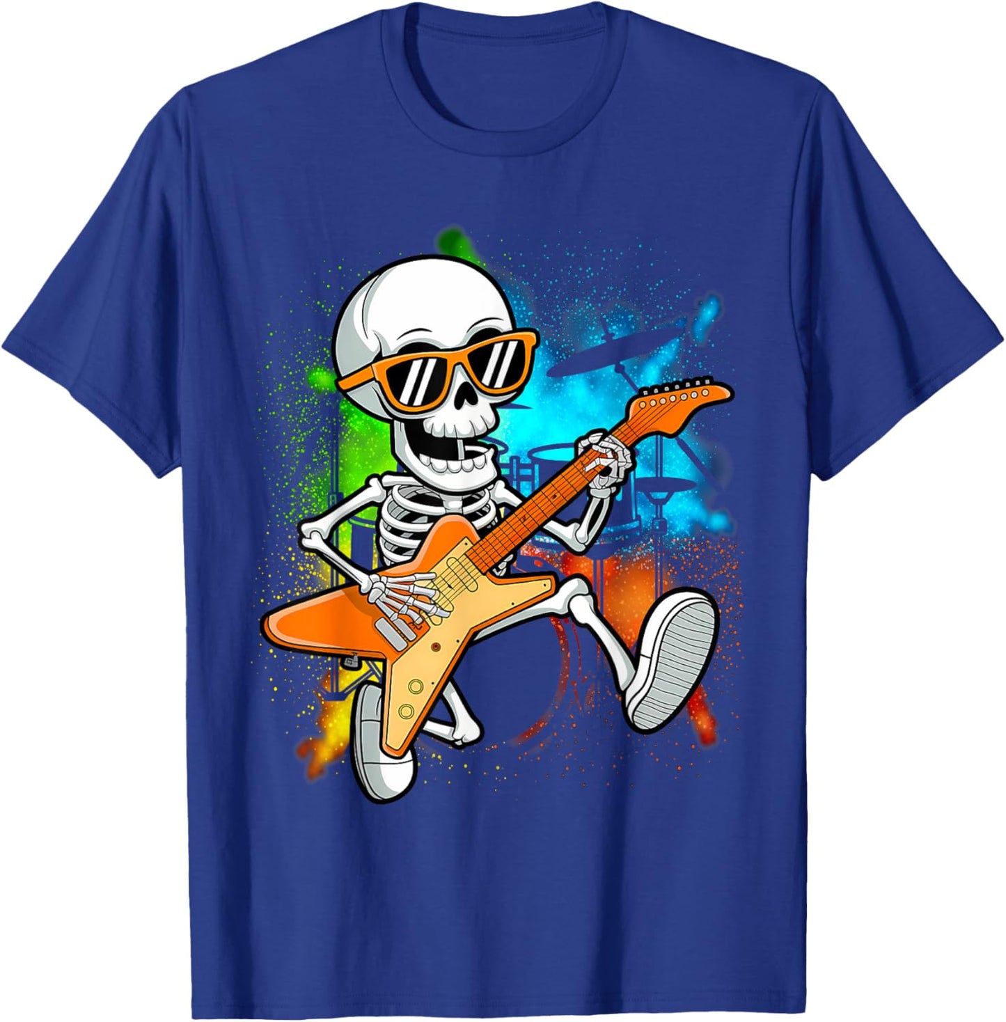 Skeleton Playing Guitar Rock & Roll Boys Kids T-Shirt - T-Shirt | Royal