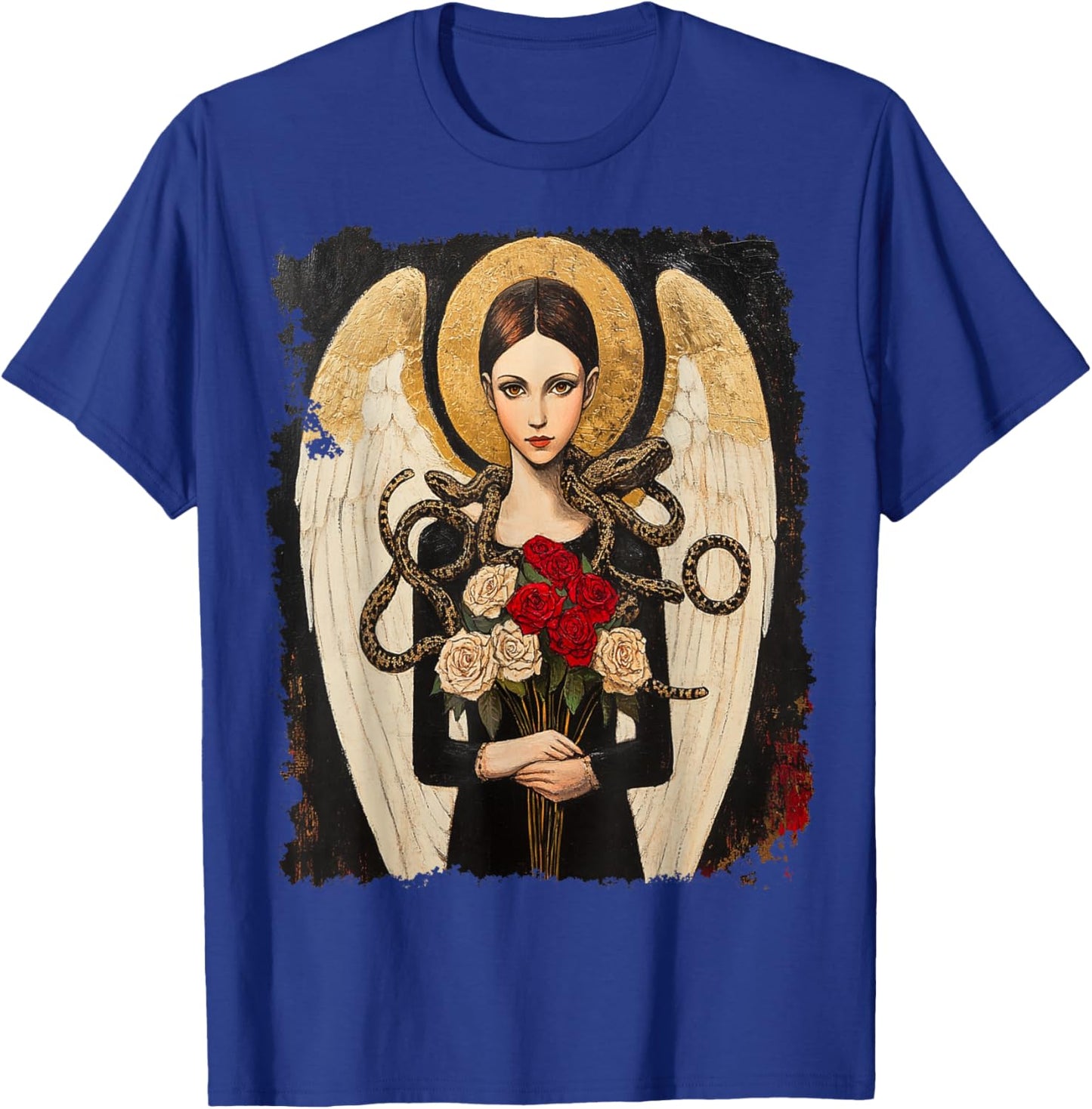 Designer Angel with Snakes and Flowers Women's T-Shirt - T-Shirt | Royal