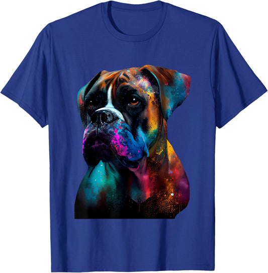 Colorful Boxer Dog Vibrant Paint Splash Women Kids T-Shirt - T-Shirt | Royal
