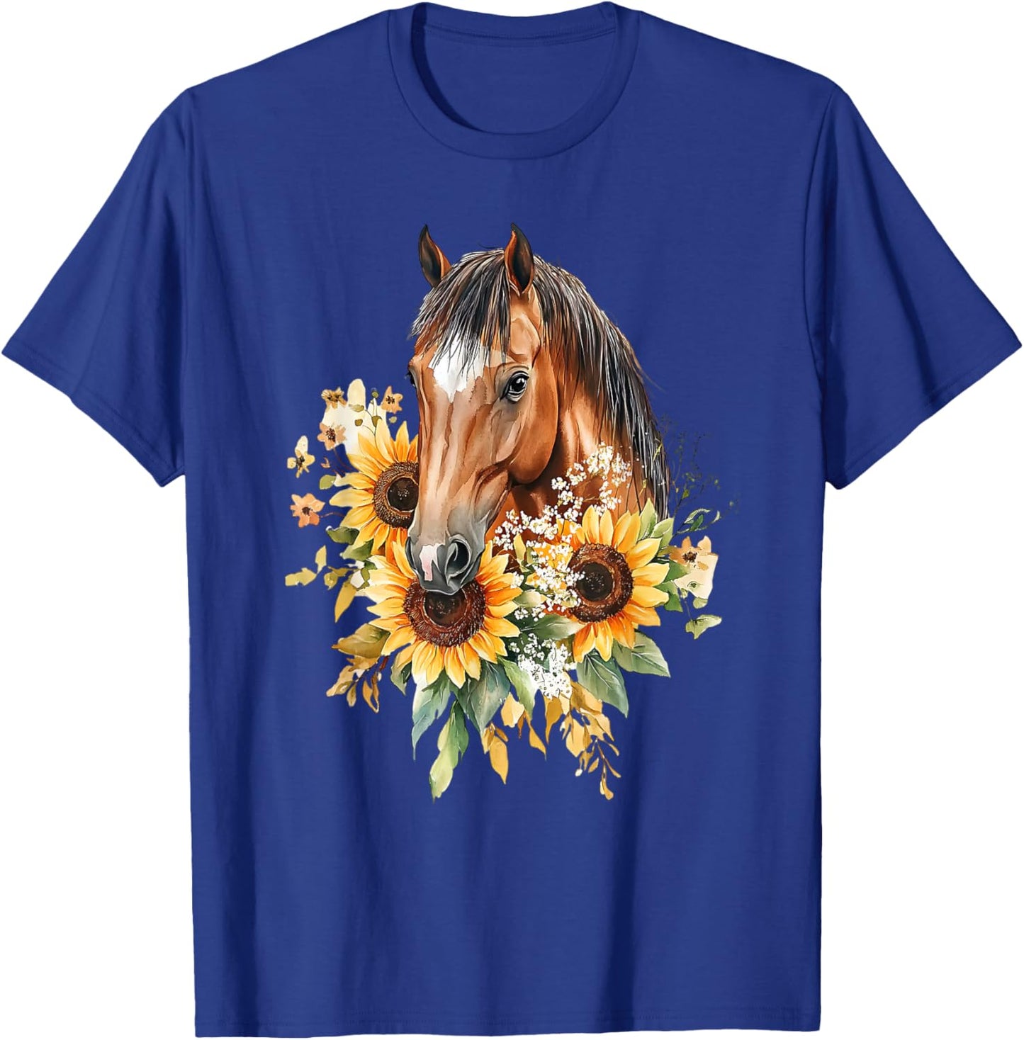 Charming: Horse and Sunflowers in Dreamy Hues T-Shirt - T-Shirt | Royal