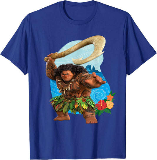 Disney Moana 2 Tropical Island Adventure Maui with Fish Hook T-Shirt - T-Shirt | Royal