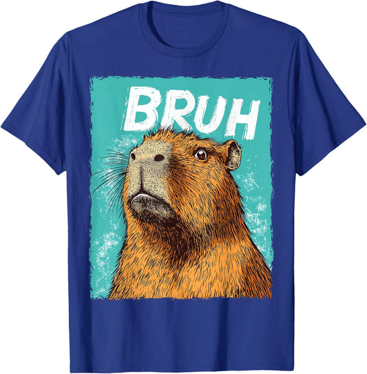 Funny - Capybara Bruh - - Black - Small - Short Sleeve - Classic Fit - Modern Classic - Fun - All Seasons - - Pull On - 1 Count T-Shirt - T-Shirt | Royal