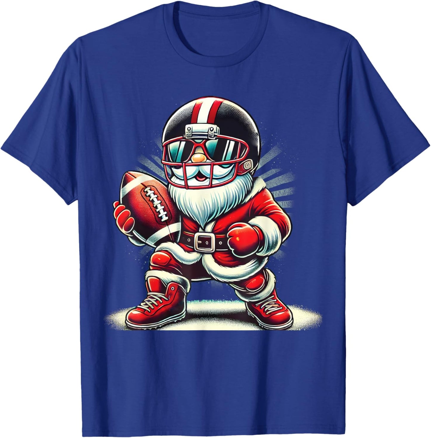 Christmas Santa Claus Football Lineman Quarterback Boys Kids T-Shirt - T-Shirt | Royal