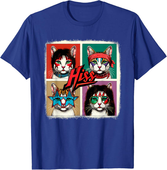 Rock Band Retro Cat Music Concert Band 70s 09S0SR T-Shirt - T-Shirt | Royal