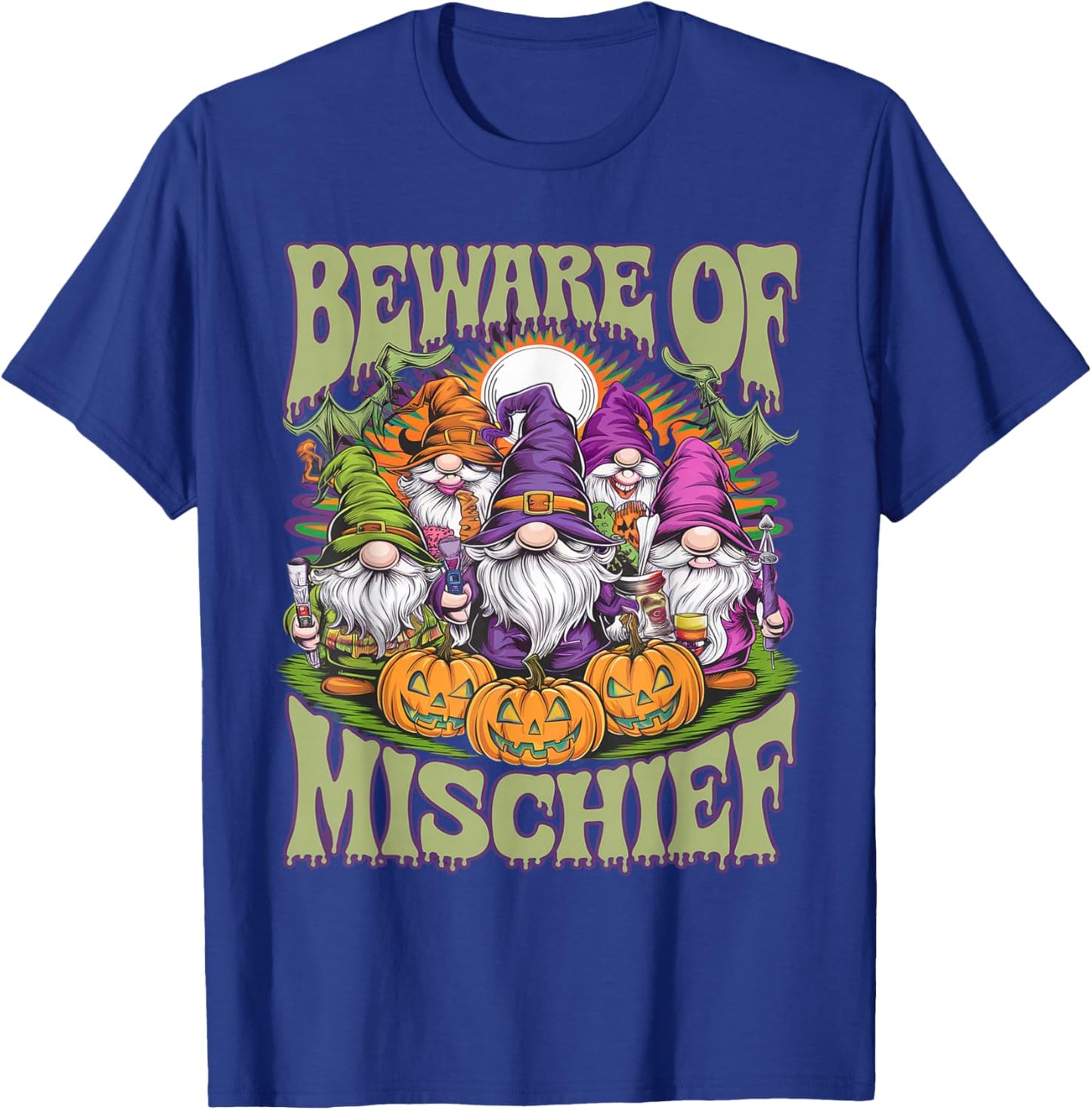 Evil Gnome Happy Halloween Trick or Treat T-Shirt - T-Shirt | Royal