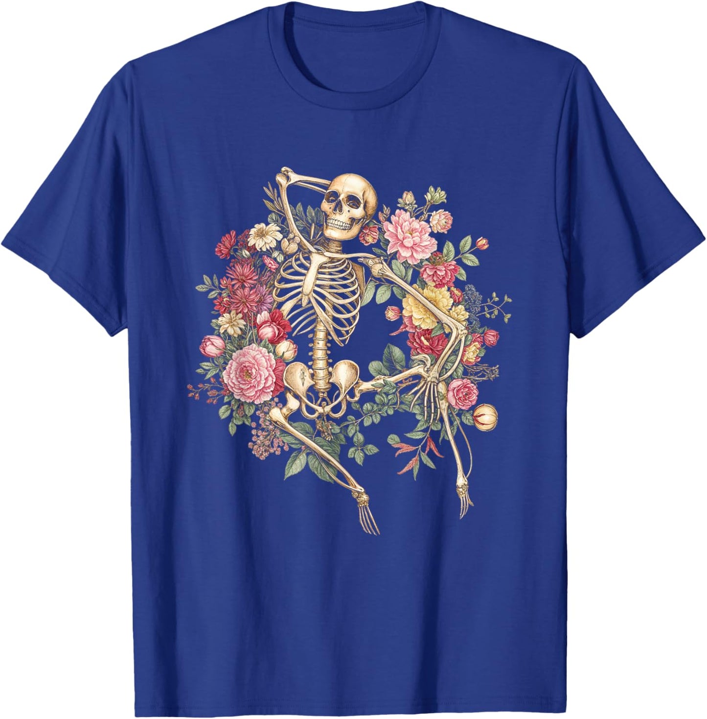 Floral Skeleton Vintage Goth Halloween Costume T-Shirt - T-Shirt | Royal