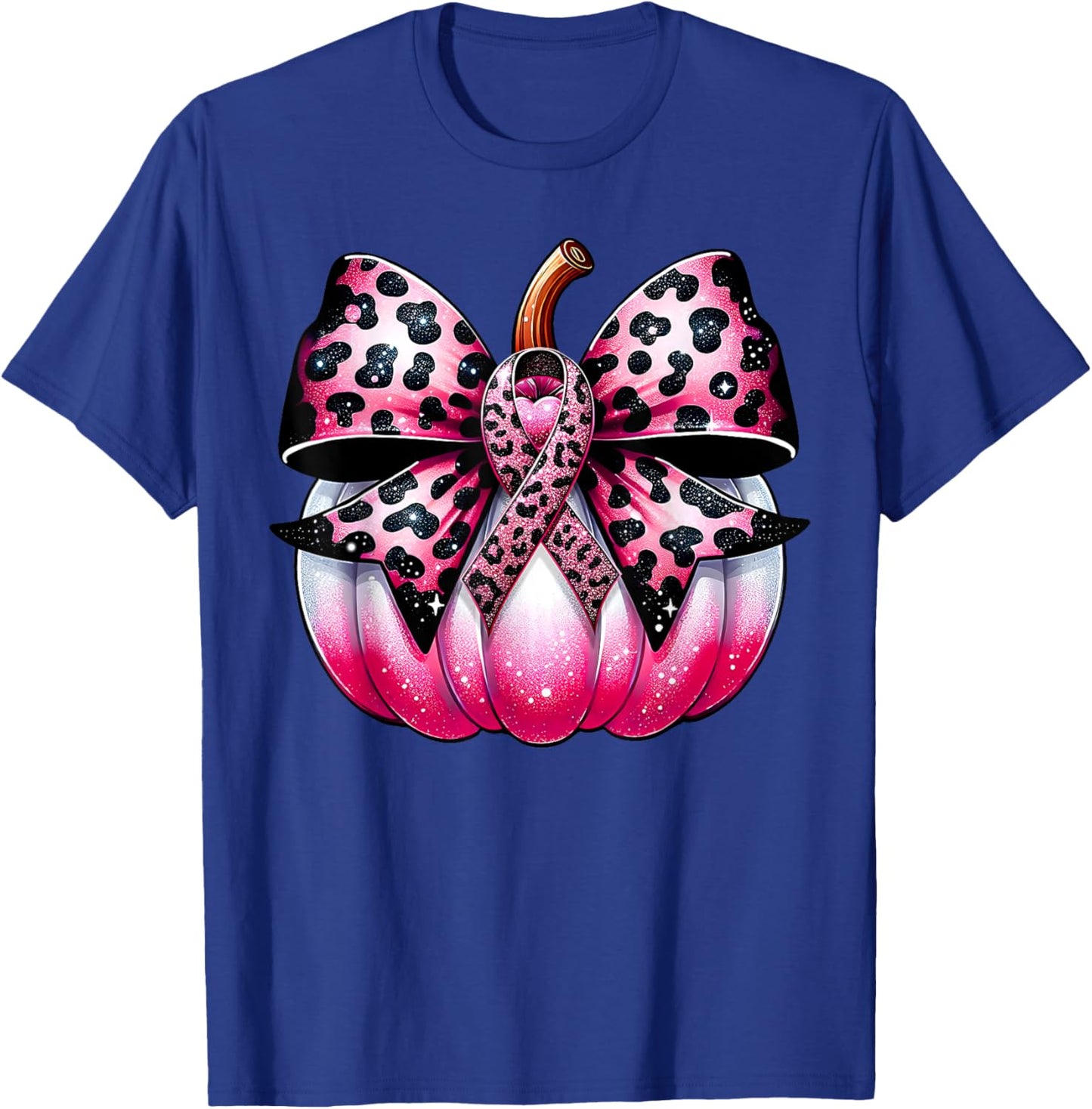 Coquette Bow Pumpkin Pink Ribbon Breast Cancer Awareness T-Shirt - T-Shirt | Royal