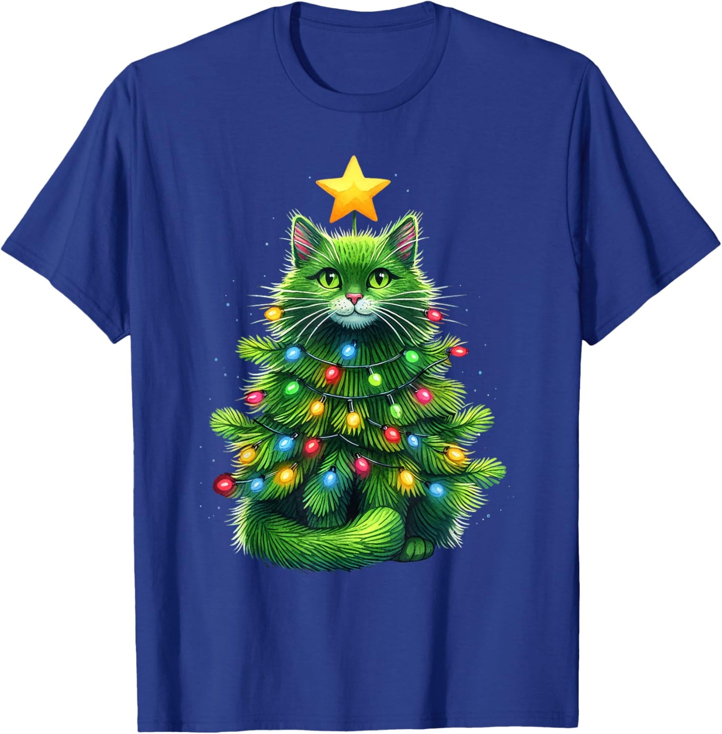 Merry Christmas With This Funny Christmas Tree Cat Xmas T-Shirt - T-Shirt | Royal