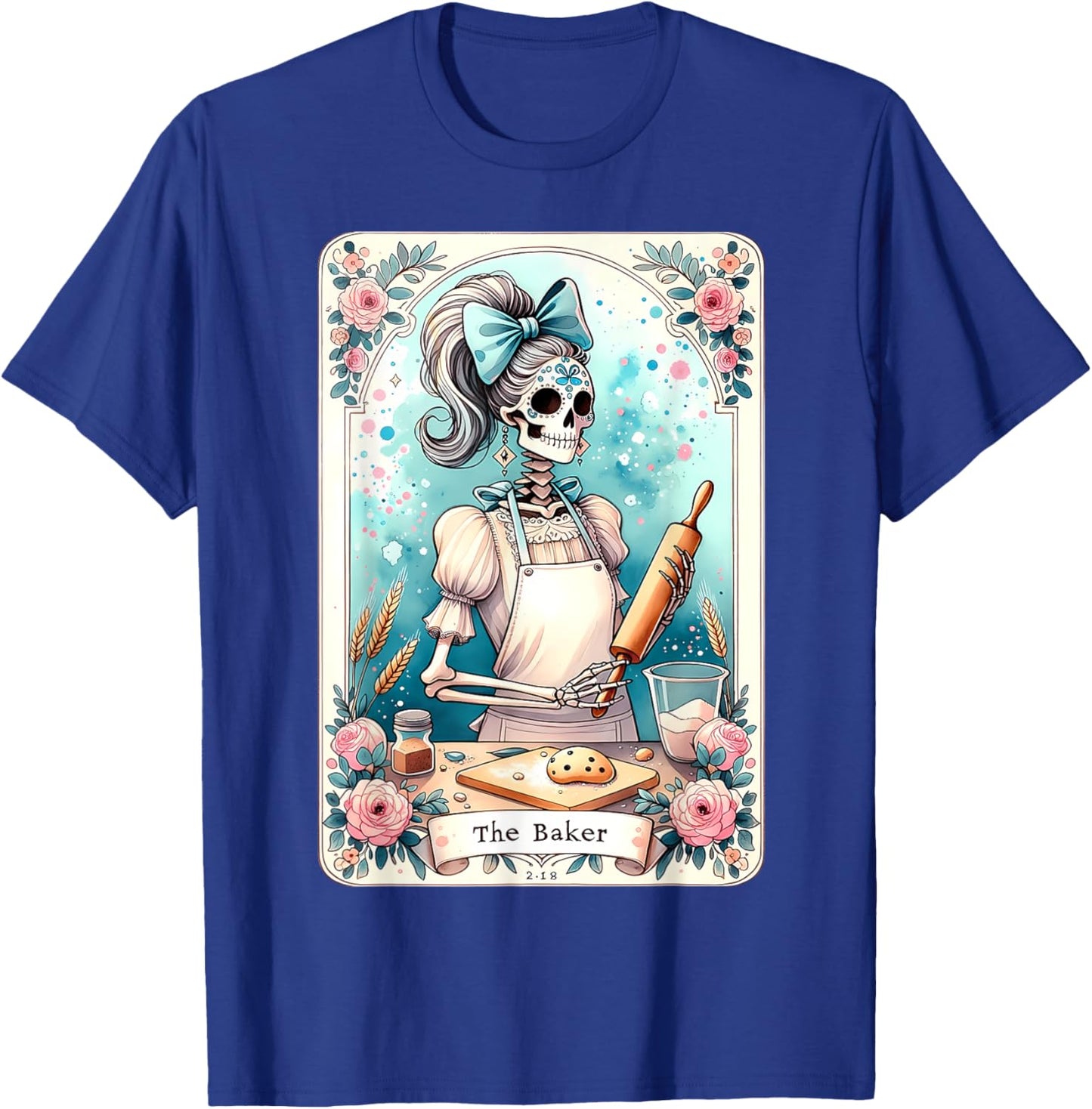 The Baker Tarot Card Skeleton Cook Witchy Chef Kitchen Lover T-Shirt - T-Shirt | Royal