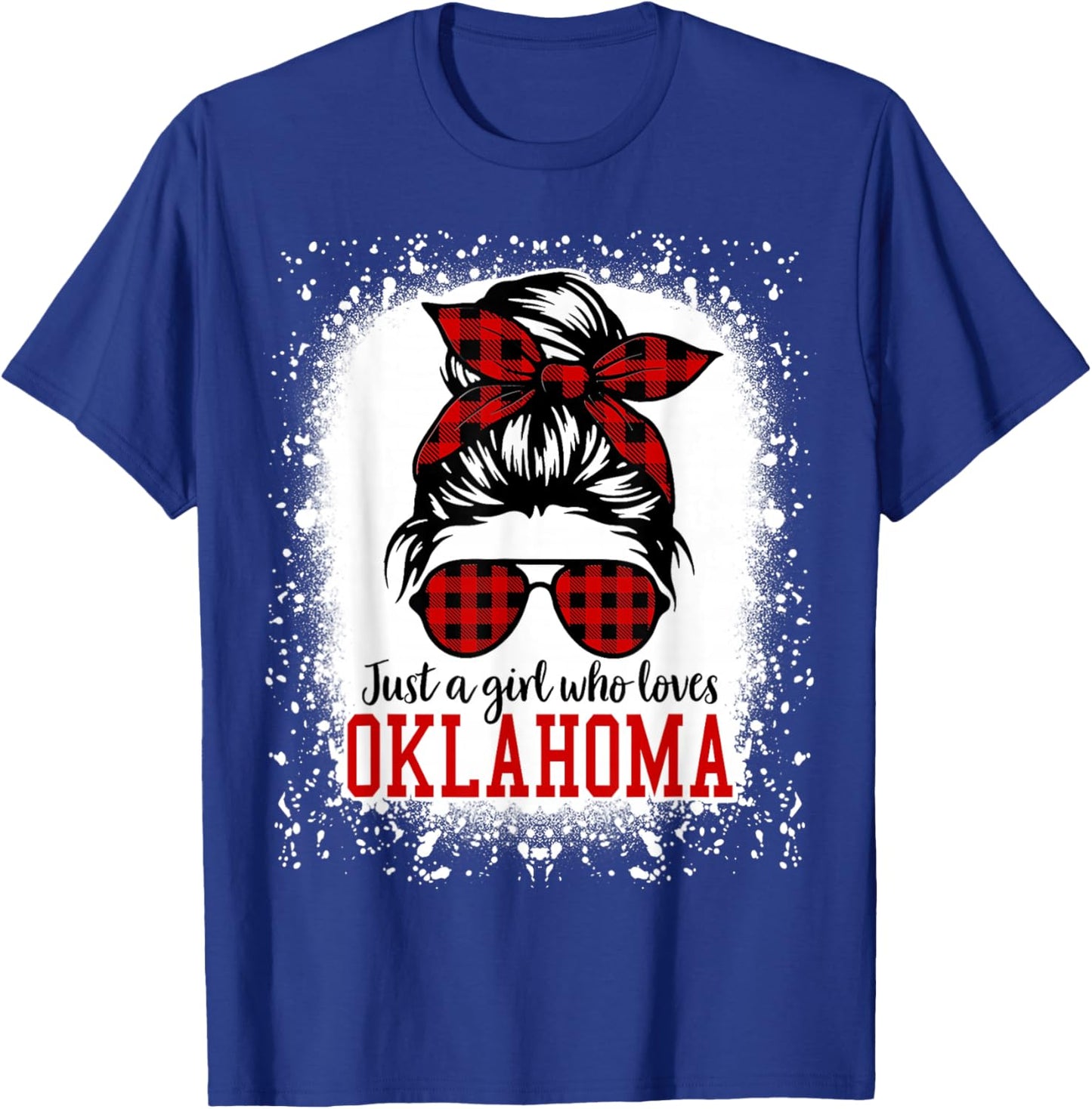 Oklahoma Women Girls Messy Bun Hair, I Love Oklahoma T-Shirt - T-Shirt | Royal