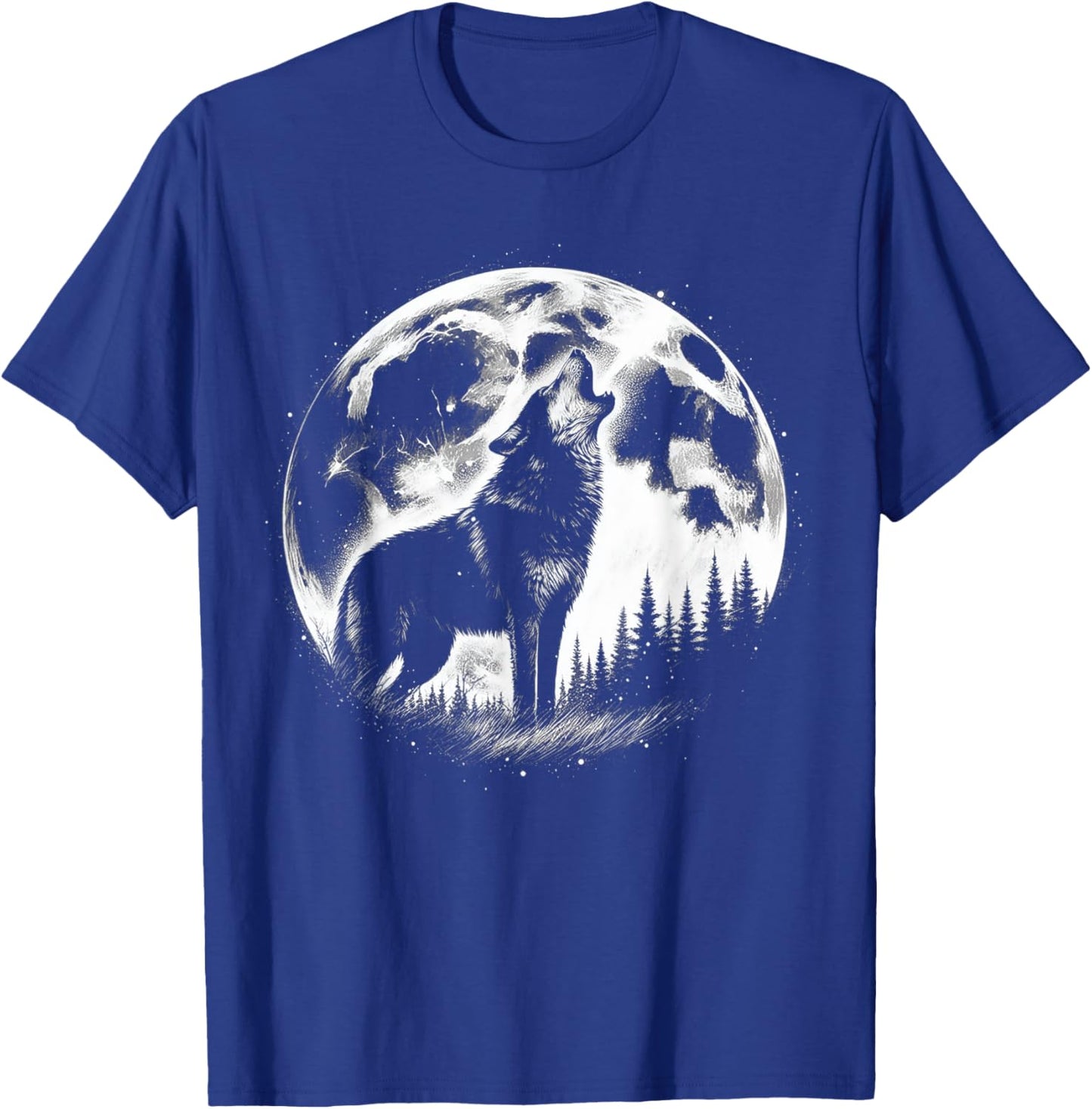 Wolf Howling Moon Forest Nature Wildlife Animal T-Shirt - T-Shirt | Royal