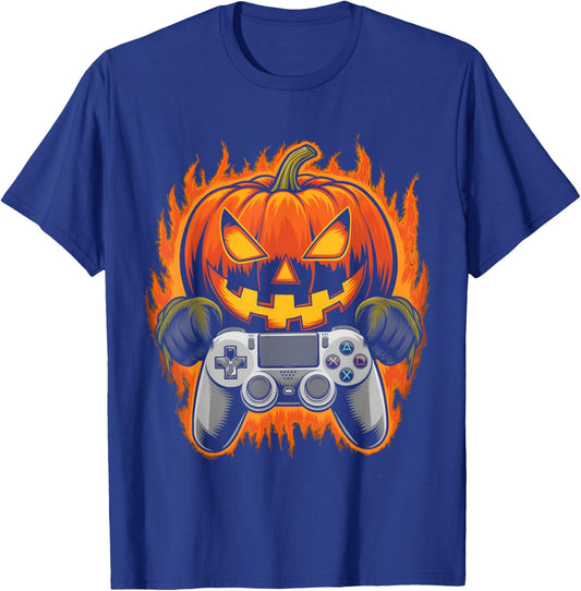 Halloween Gamer Gaming Pumpkin Halloween Costume T-Shirt - T-Shirt | Royal