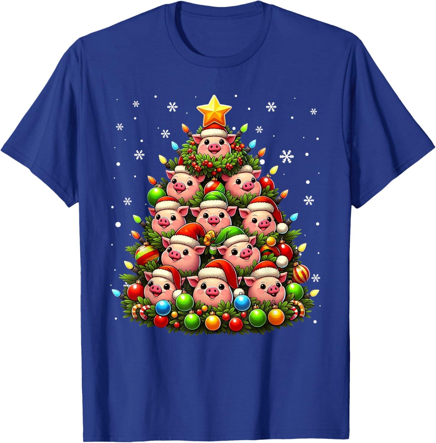 Ugly Christmas Sweater Day Funny Pig Christmas Tree Xmas T-Shirt - T-Shirt | Royal