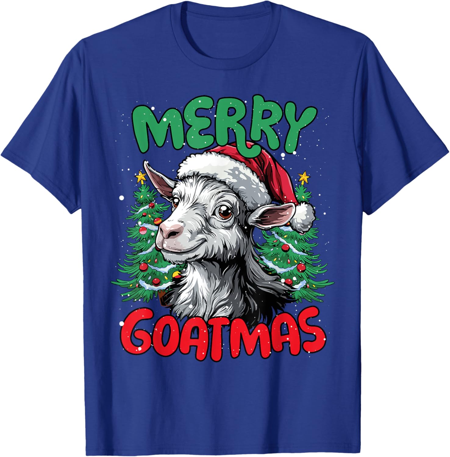 Merry Goatmas Funny Christmas Duck Lover T-Shirt - T-Shirt | Royal