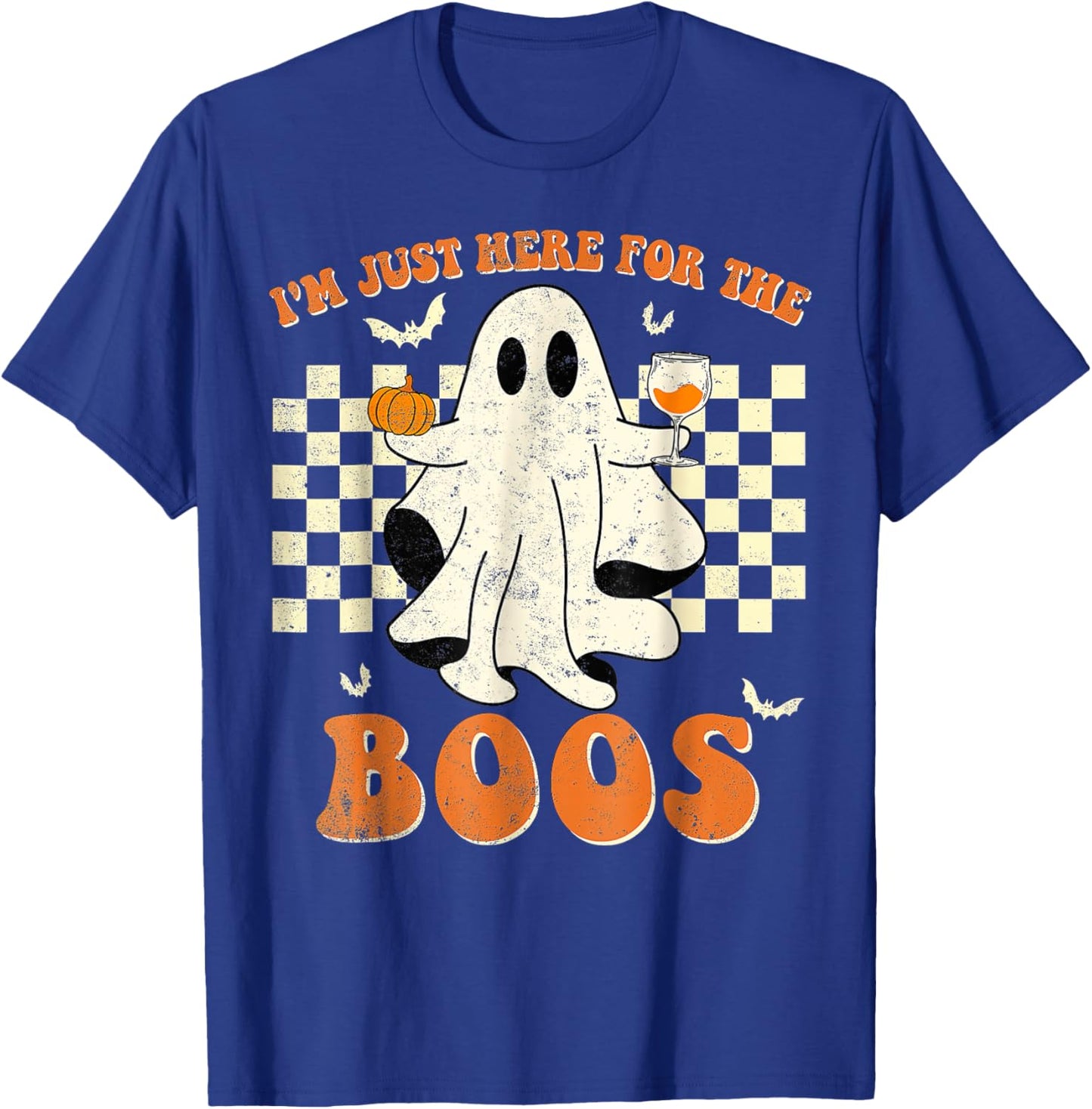 I'm Just Here For The Boos Ghost Retro Groovy Halloween T-Shirt - T-Shirt | Royal