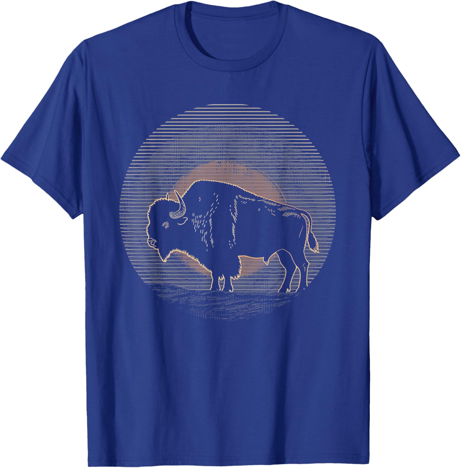 Buffalo Bison - Retro 70s 80s Graphic Vintage Men Women Kids T-Shirt - T-Shirt | Royal
