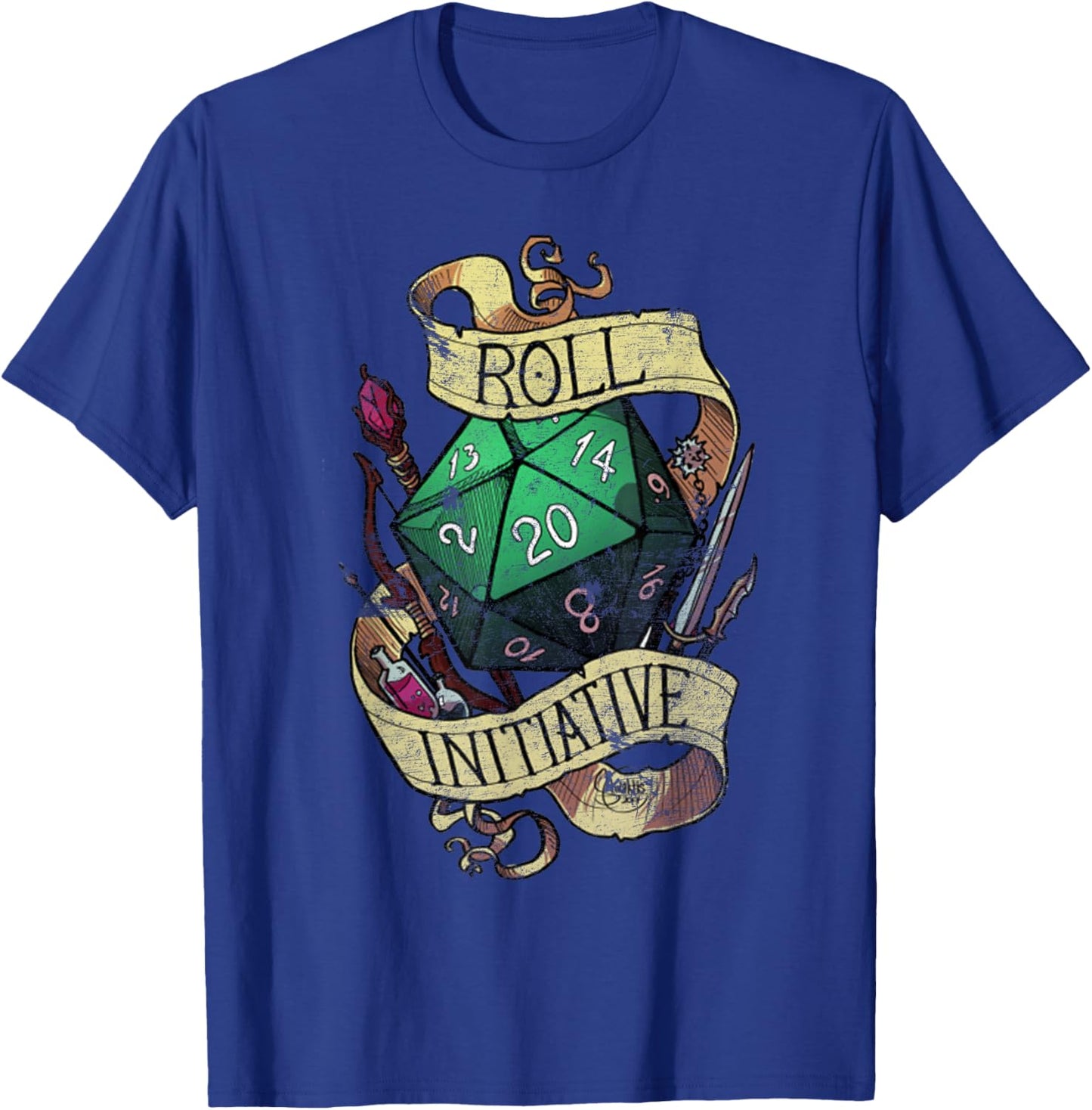 Vintage Funny Take the Initiative roll Retro Gaming Gamer T-Shirt - T-Shirt | Royal
