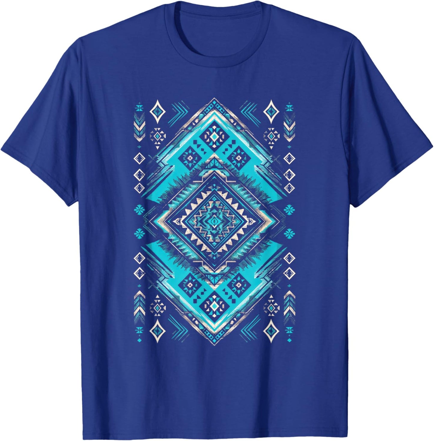 Turquoise Tribal Geometric Southwestern Aztec T-Shirt - T-Shirt | Royal