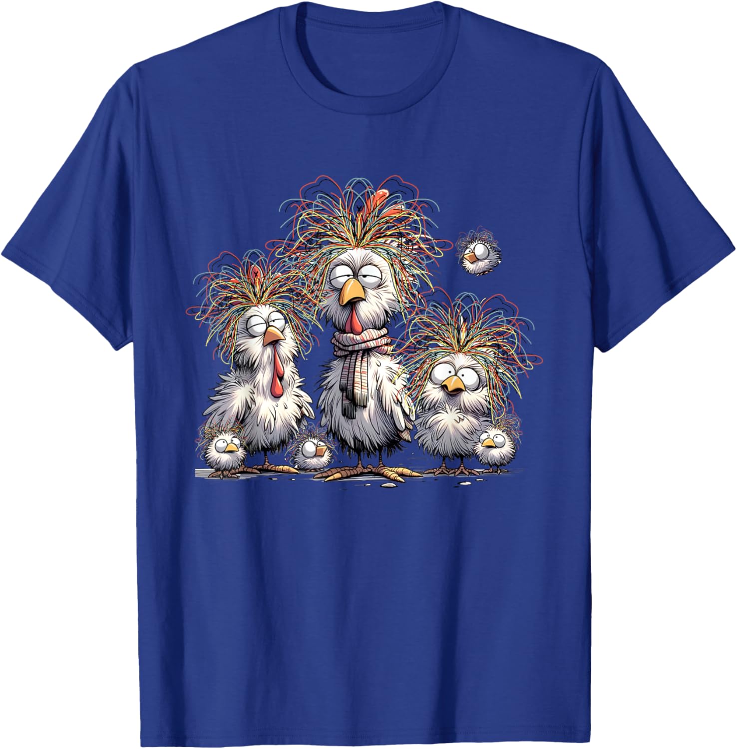 Eagerlys Colorful Chicken Funny Crazy Chicken Family T-Shirt - T-Shirt | Royal