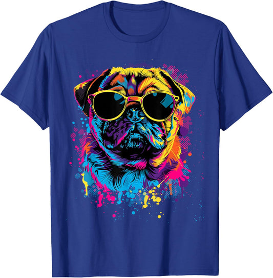 Pug Dog Lovers Design Colorful Pop Art Pug T-Shirt - T-Shirt | Royal